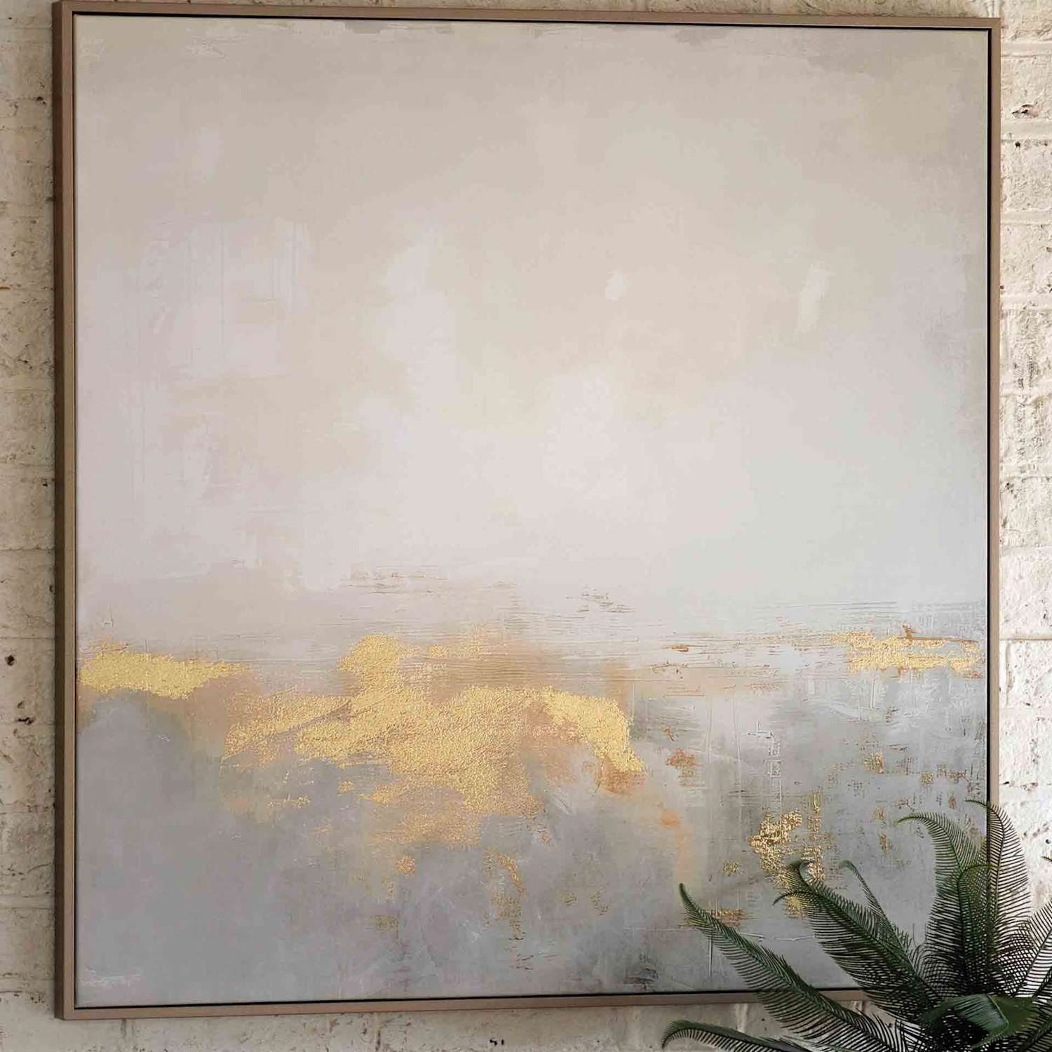 Gallery Direct Ethereal Abstract Square Framed Canvas - Champagne - Available at M&S