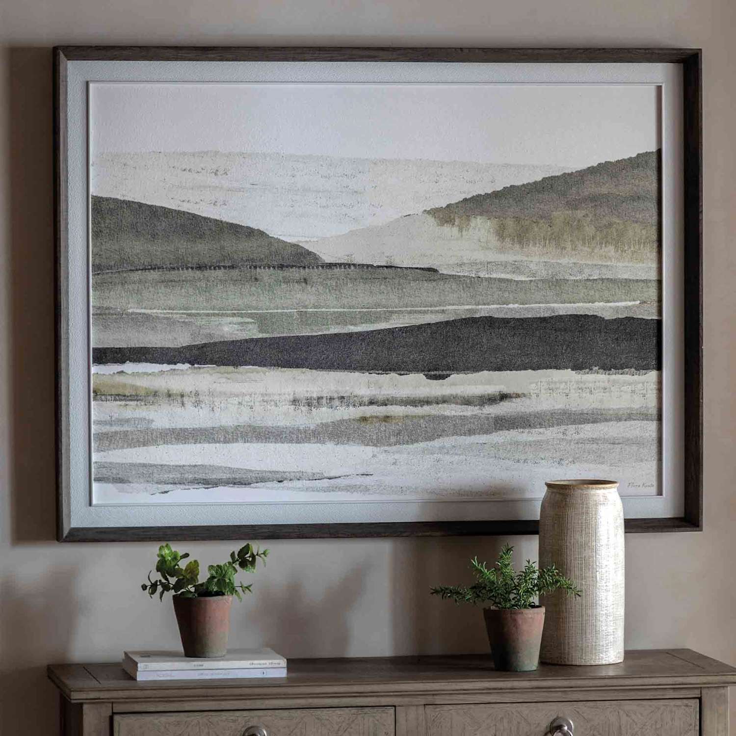 Gallery Direct Morning Mirage Framed Canvas - Sage - Available at M&S