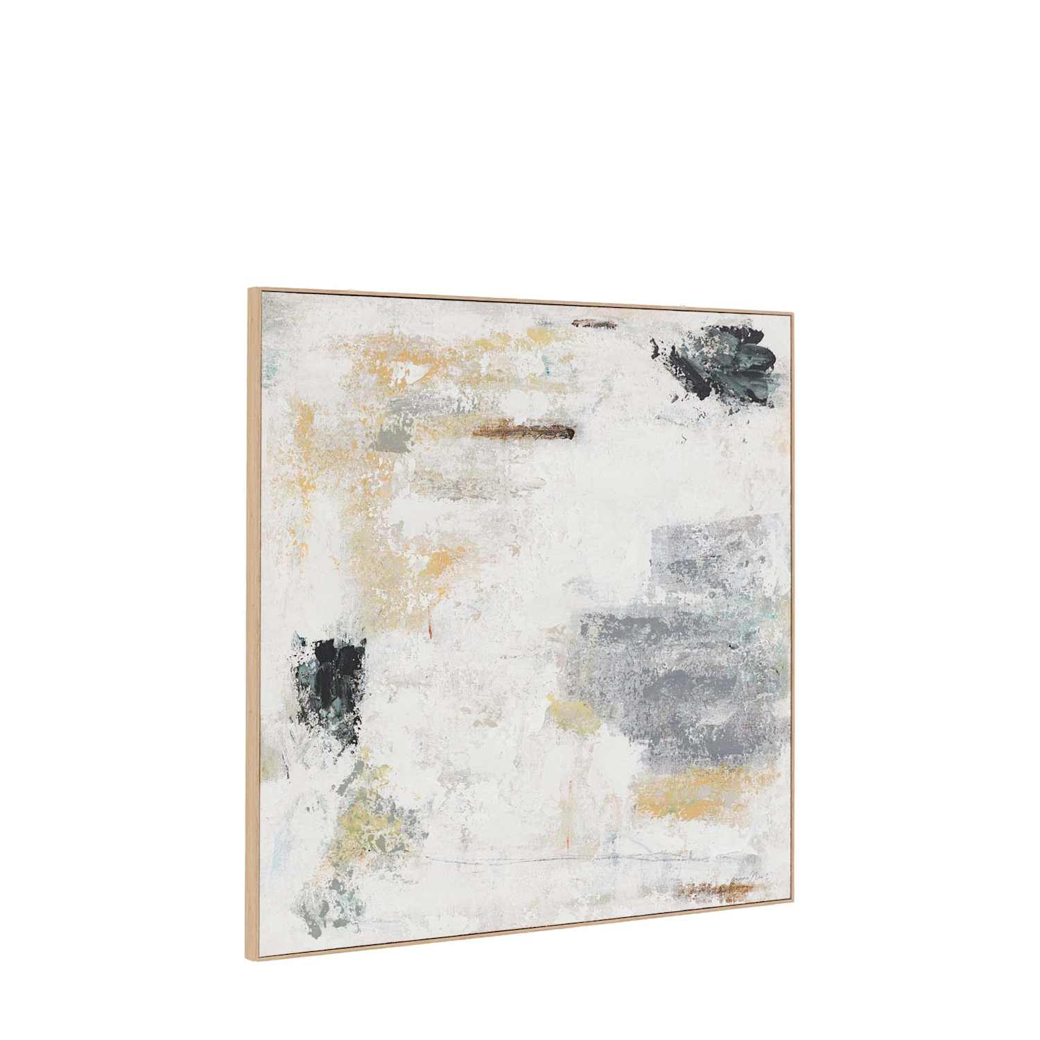 Gallery Direct White Noise Abstract Square Framed Canvas - Soft White - Available at M&S