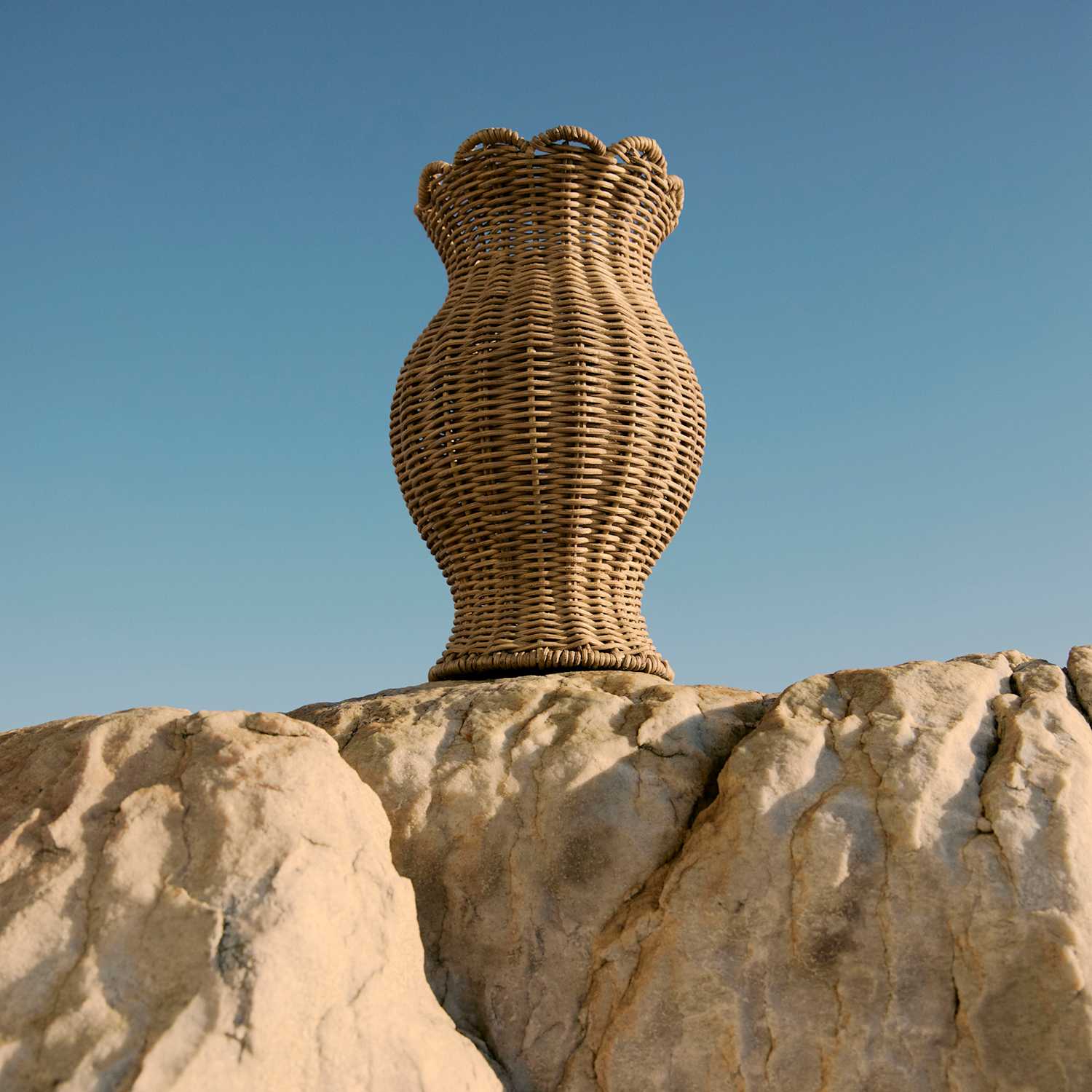 M&S Wicker Scallop Vase - Natural