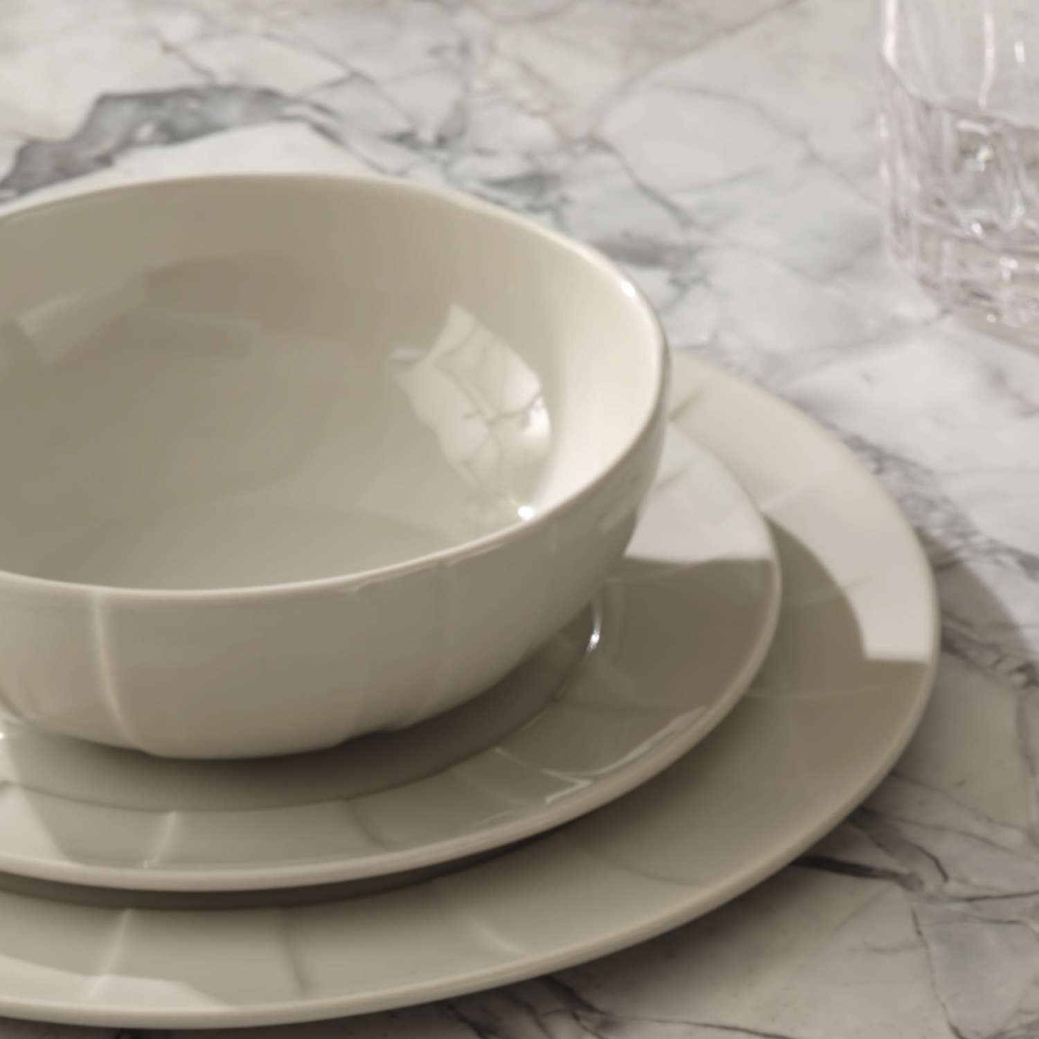 M&S X Kelly Hoppen 12 Piece Textured Dinner Set - Taupe