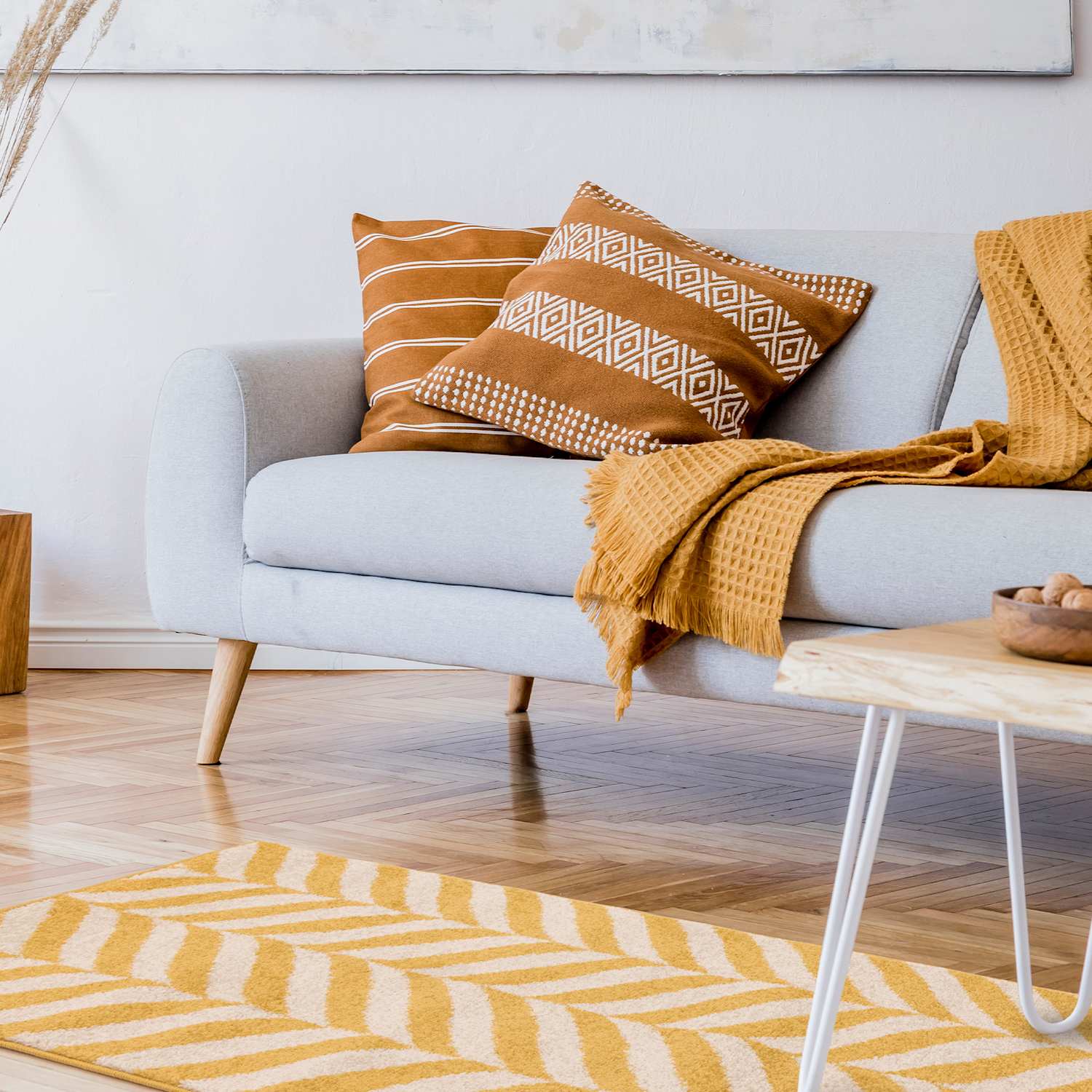 Asiatic Muse Chevron Rug - Small Rug - Yellow - Available at M&S