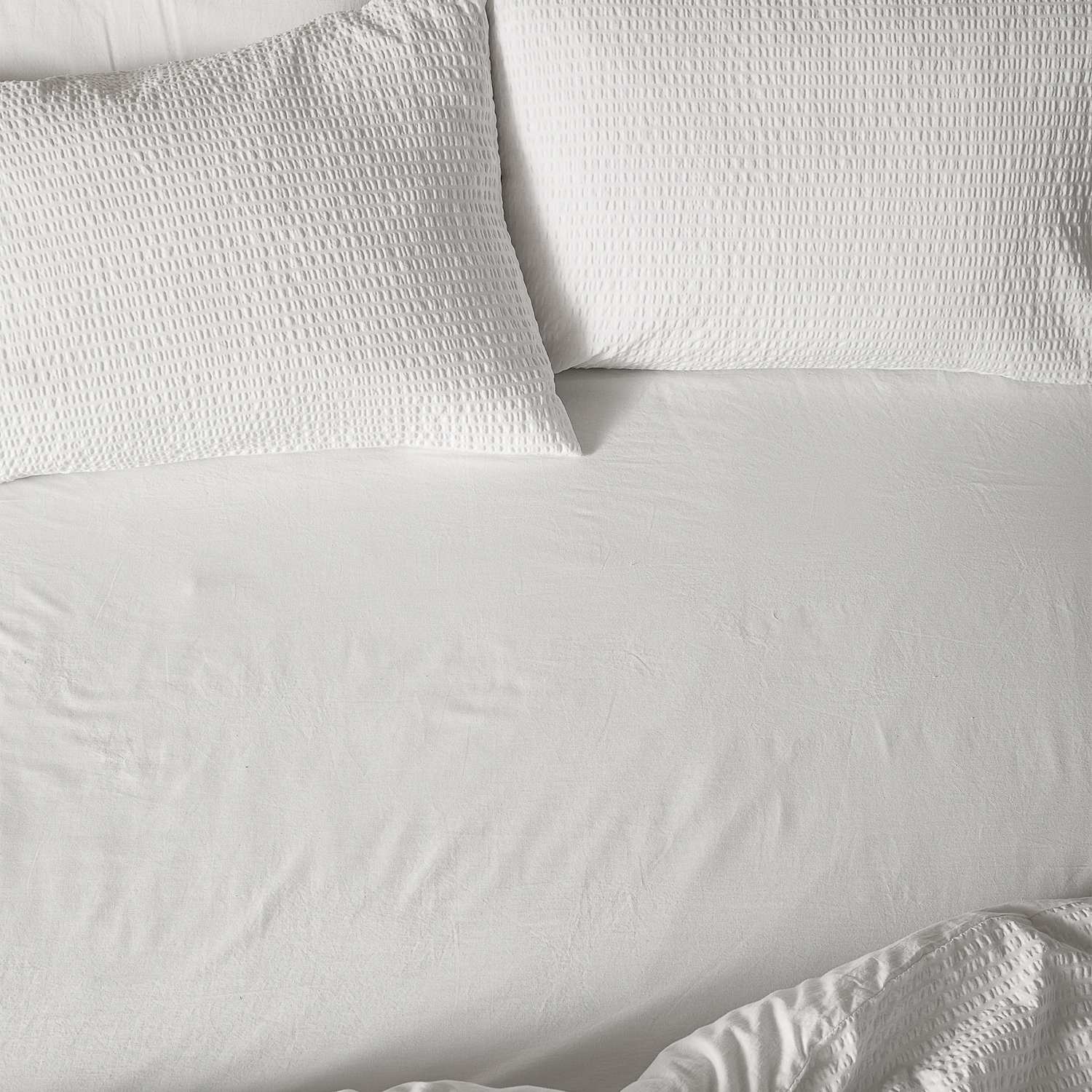 Yard Hebden Pure Cotton Washed Fitted Sheet - King Size (5 ft) - Soft White - Available at M&S