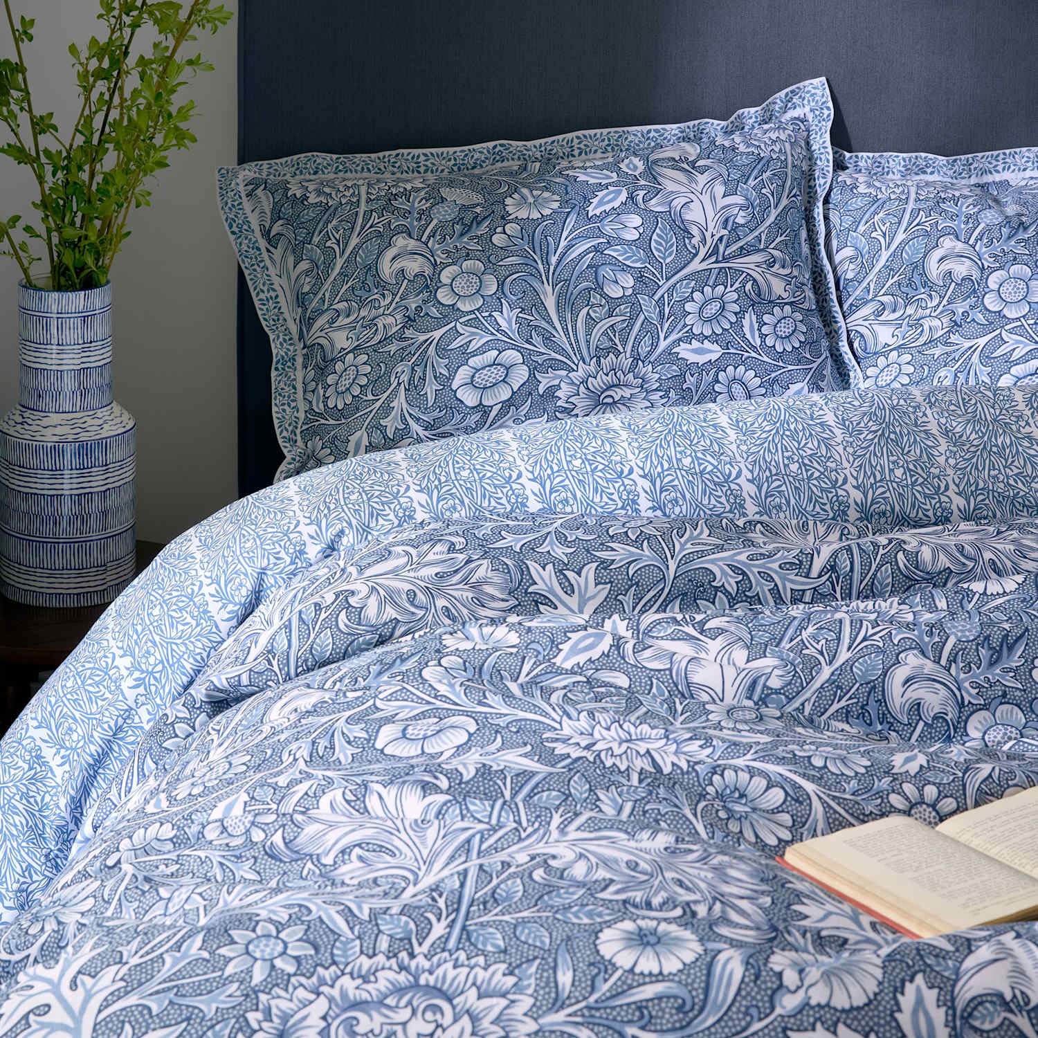 William Morris At Home 2 Pack Pure Cotton Frieze Double Bough Pillowcases - Blue Mix - Available at M&S