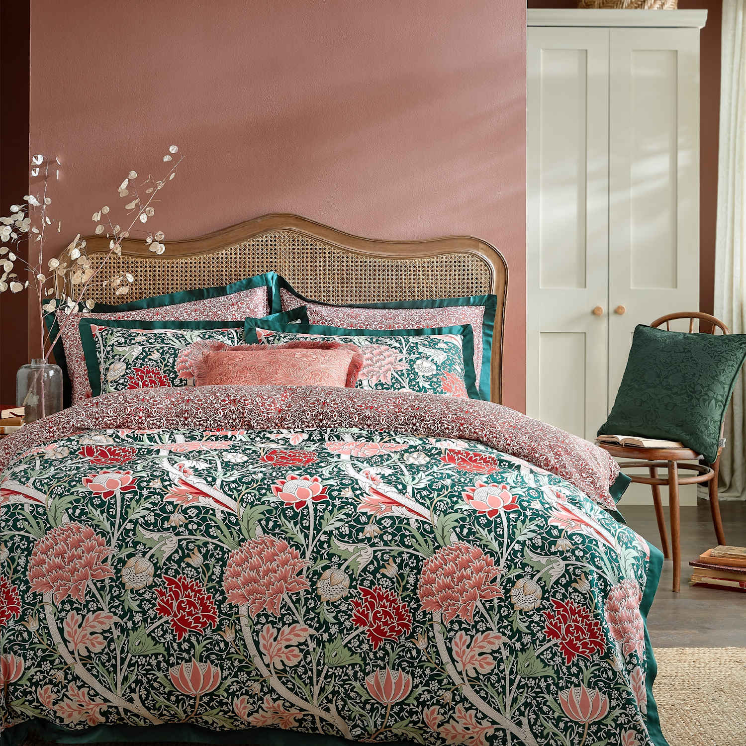 William Morris At Home Pure Cotton Cray Bedding Set - Double (4 ft 6) - Green Mix - Available at M&S