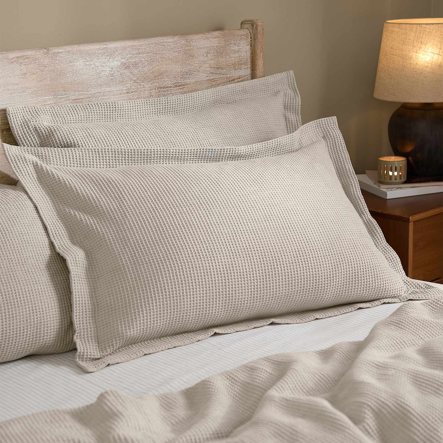 Yard Pure Cotton Hebden Waffle Pillowcase - Stone - Available at M&S