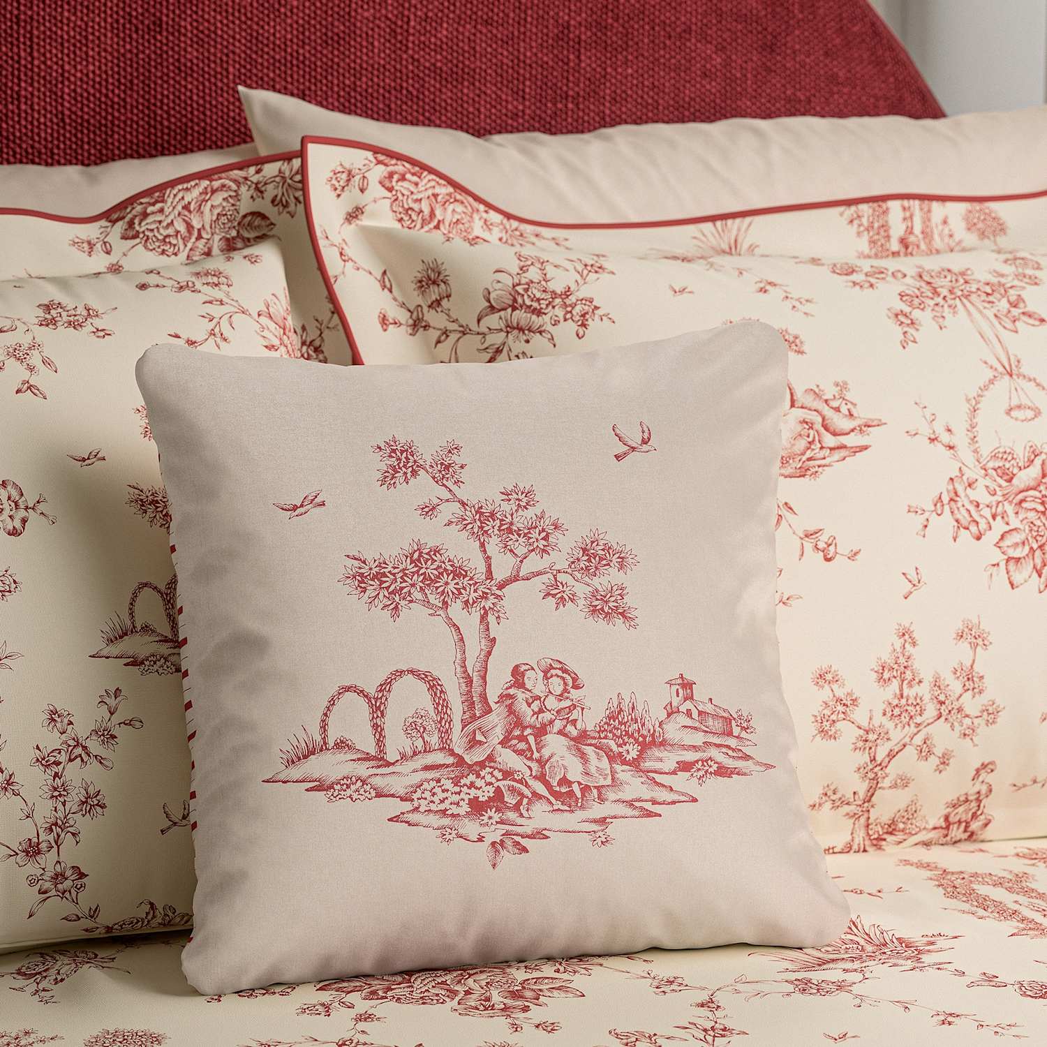 V&A Pure Cotton Velvet Chikan Cushion - Cream Mix - Available at M&S