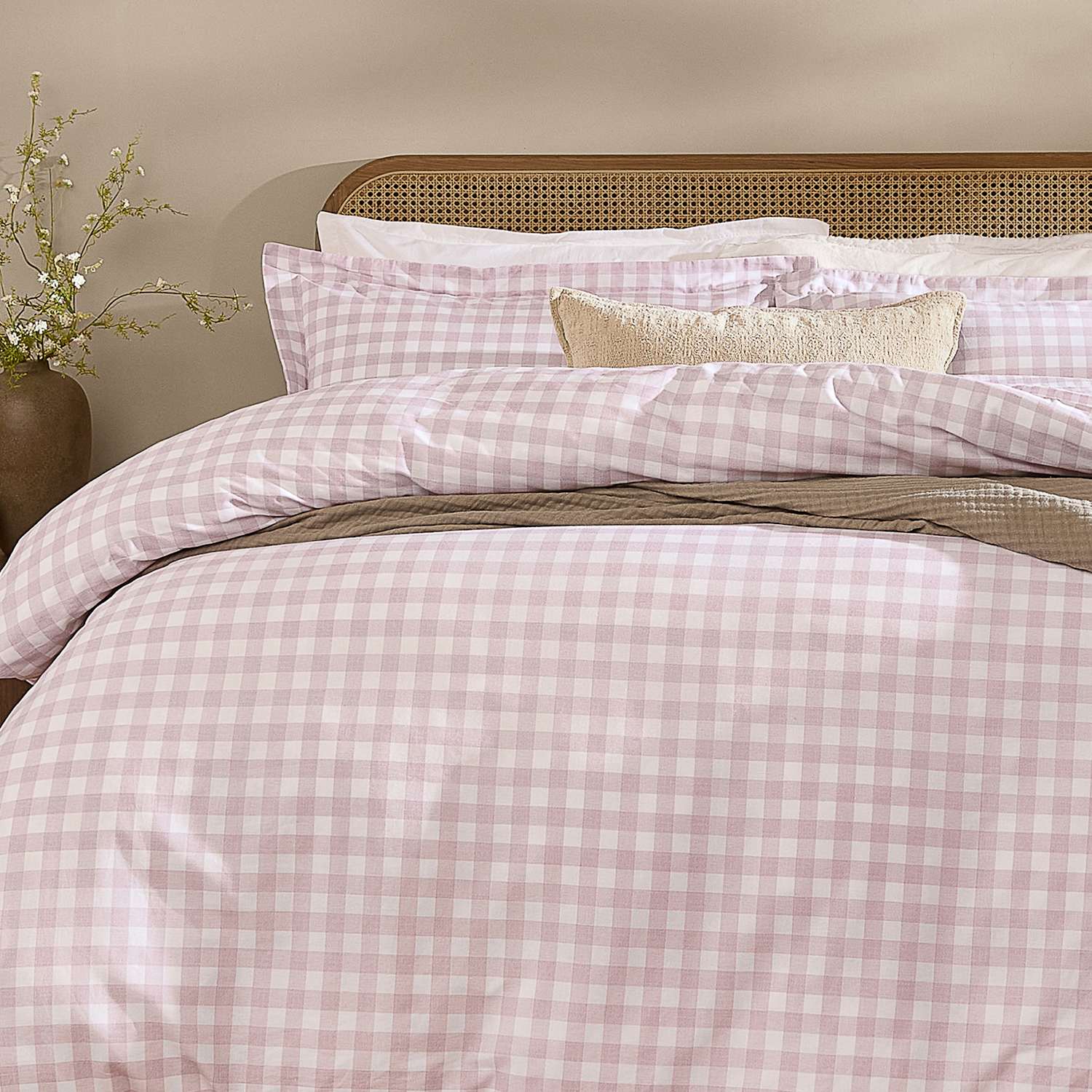 Yard Washed Cotton Barton Gingham Bedding Set - Super King Size (6 ft) - Pink Mix - Available at M&S