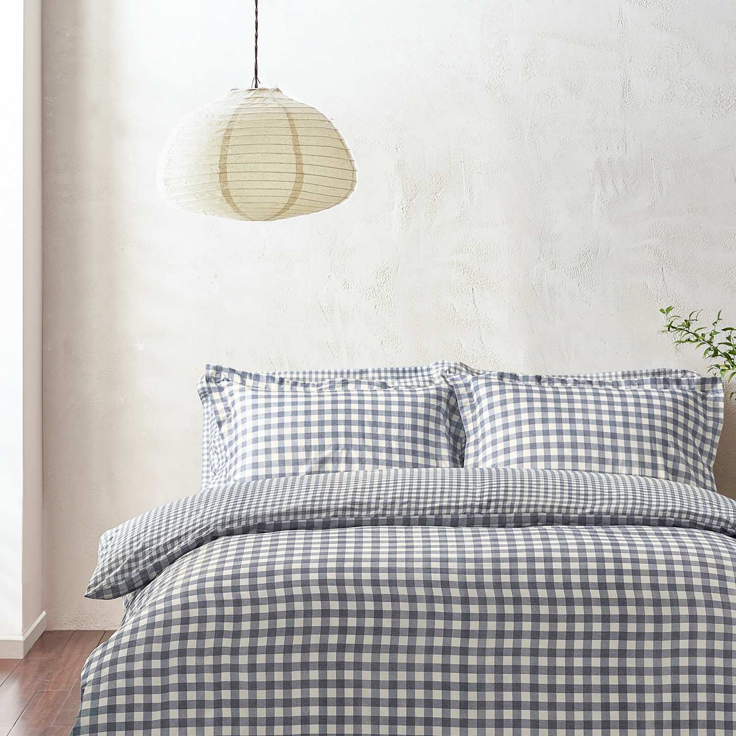 Yard Washed Cotton Barton Gingham Bedding Set - Single (3 ft) - Navy Mix - Available at M&S