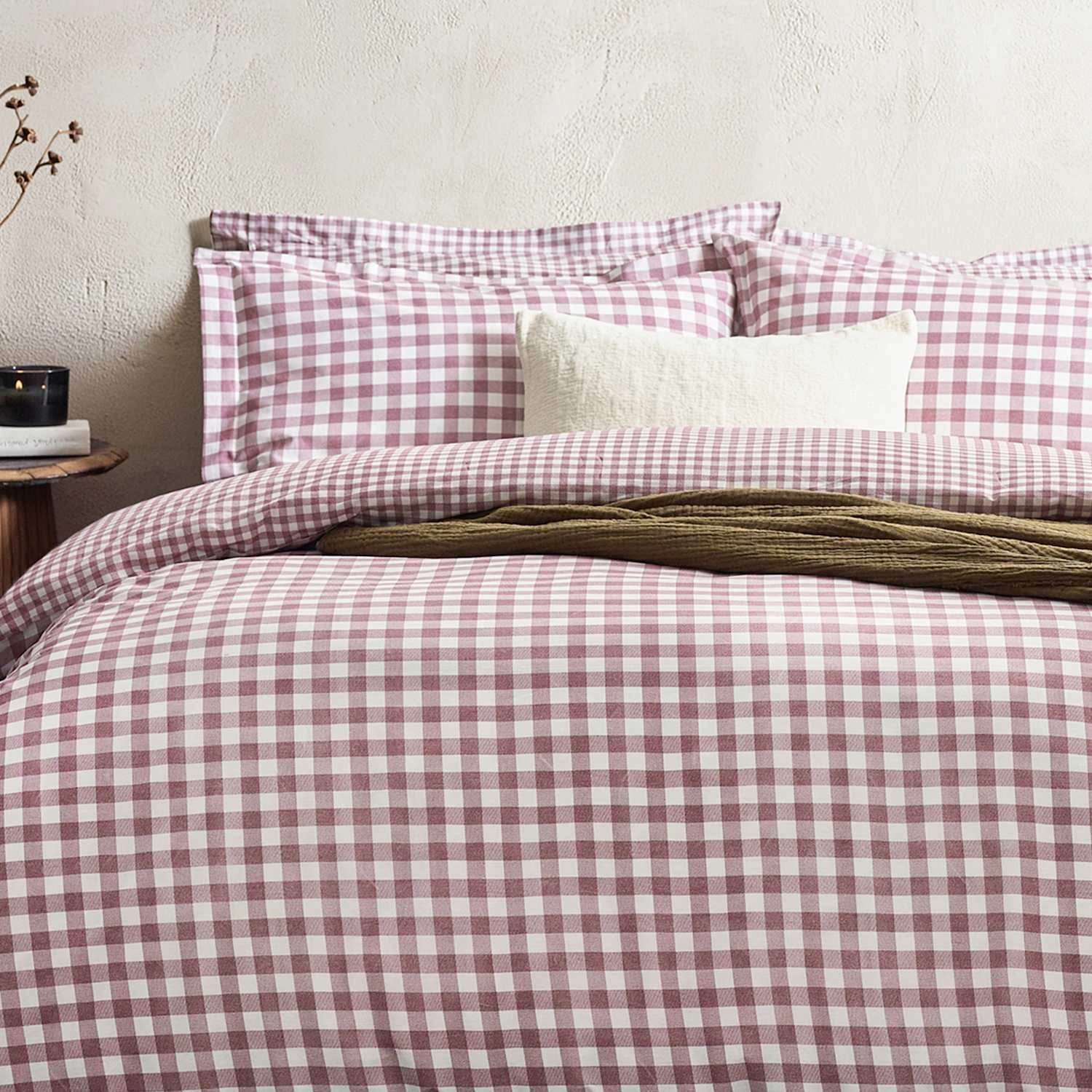 Yard Washed Cotton Barton Gingham Bedding Set - King Size (5 ft) - White Mix - Available at M&S