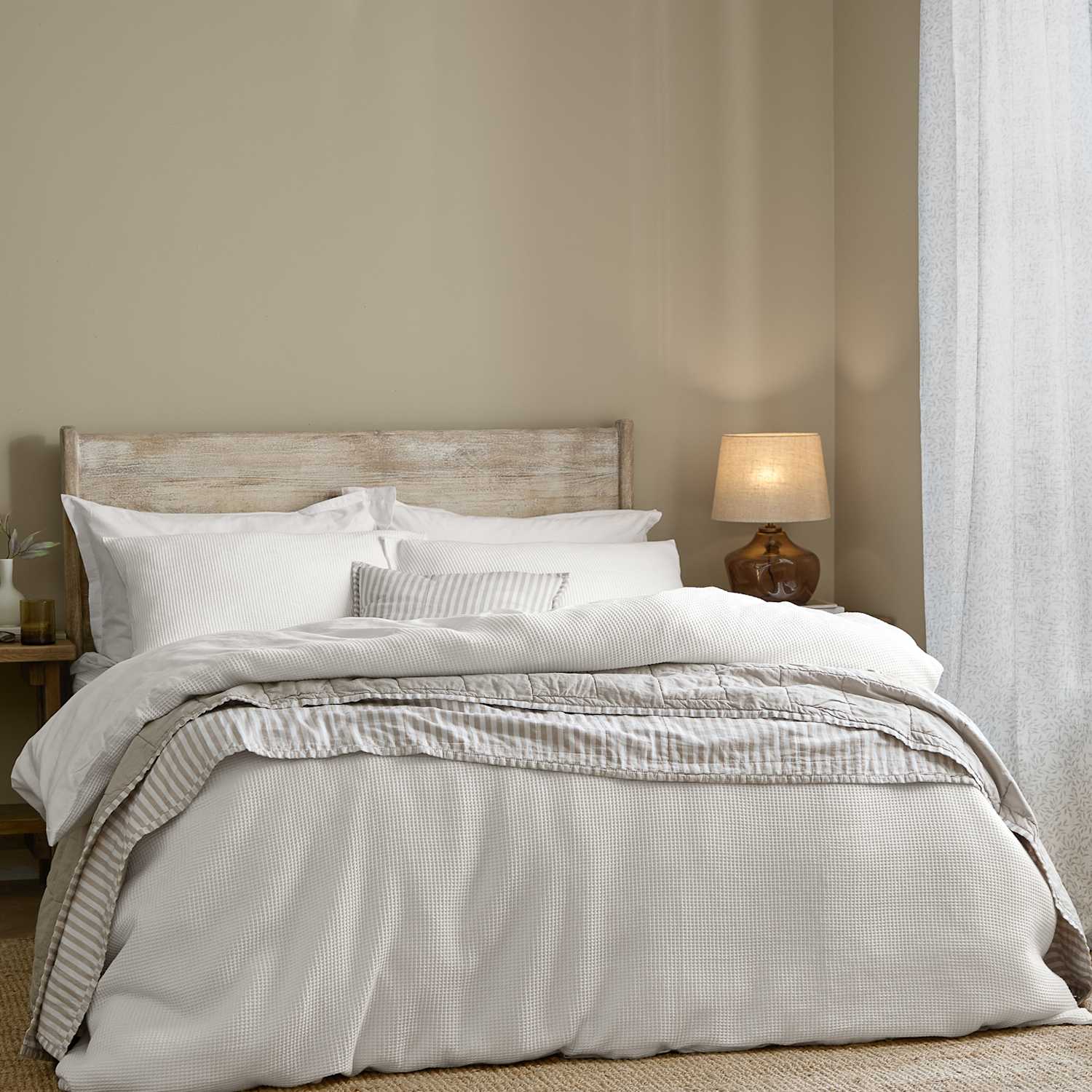 Yard Pure Cotton Percale Hebden Waffle Bedding Set - Super King Size (6 ft) - Grey Mix - Available at M&S