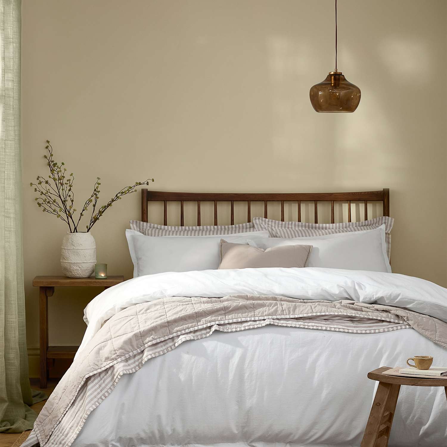 Yard Pure Cotton Percale Hebden Bedding Set - Single (3 ft) - White - Available at M&S
