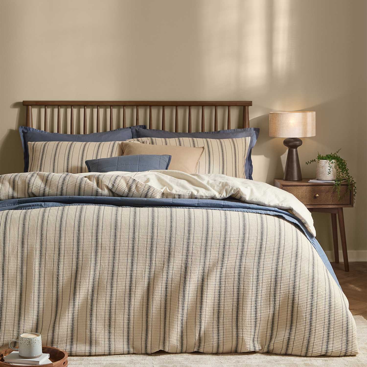 Yard Washed Cotton Selby Waffle Bedding Set - Single (3 ft) - Natural Mix - Available at M&S