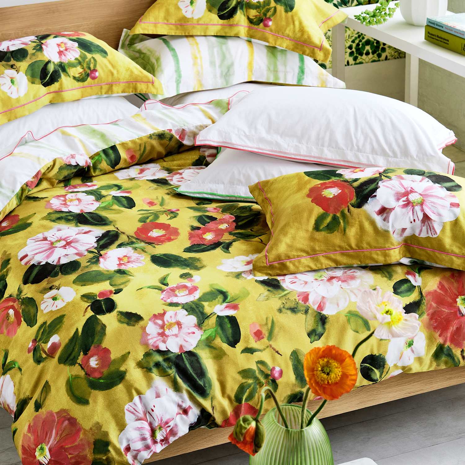 Designers Guild Pure Cotton Camellia Bedding Set - Single (3 ft) - Multi - Available at M&S