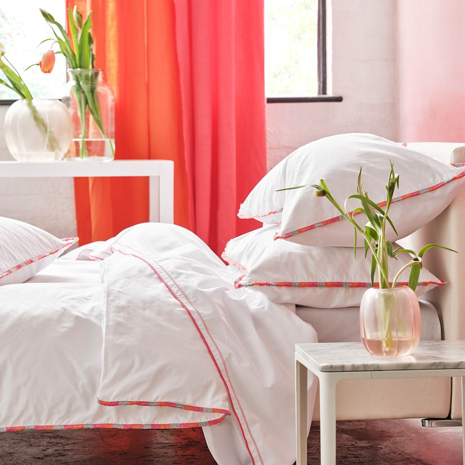 Designers Guild Pure Cotton Percale Burlington Bedding Set - Single (3 ft) - Fuchsia Mix - Available at M&S