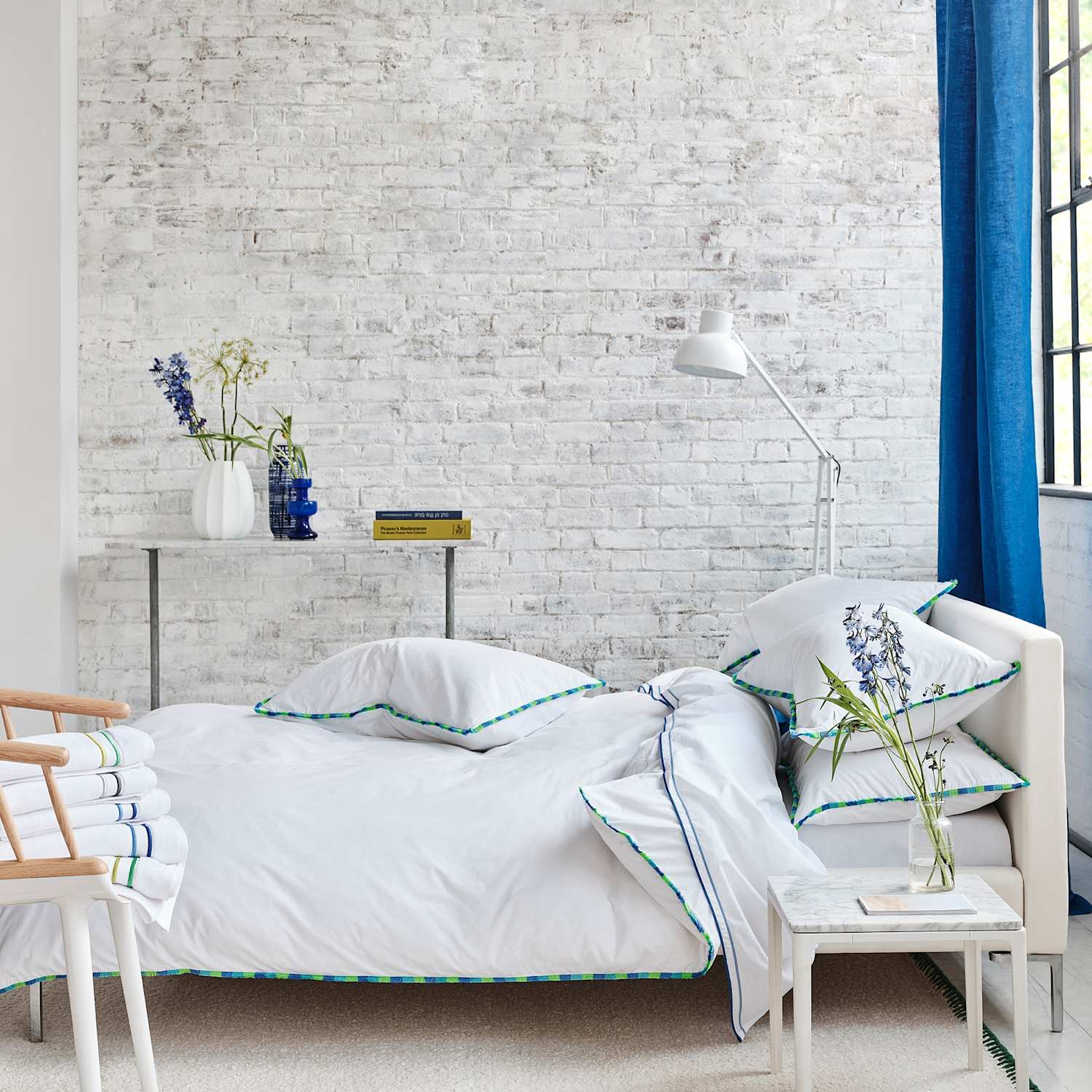 Designers Guild Pure Cotton Percale Burlington Bedding Set - King Size (5 ft) - White Mix - Available at M&S