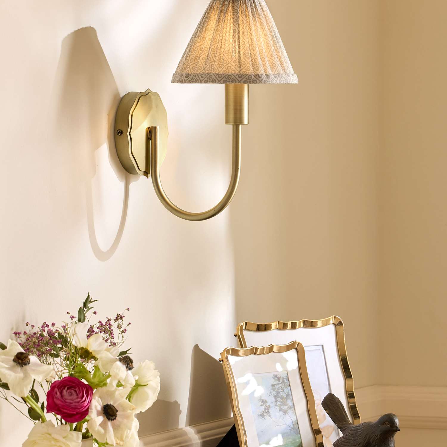 Laura Ashley Willowbrook Metal Wall Light - Antique Brass - Available at M&S