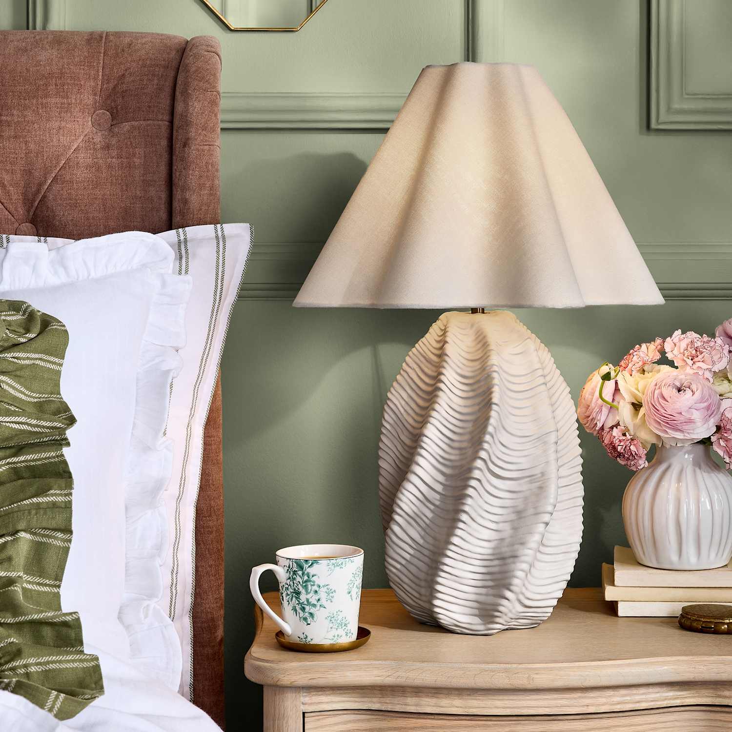 Laura Ashley Strata Table Lamp - White - Available at M&S