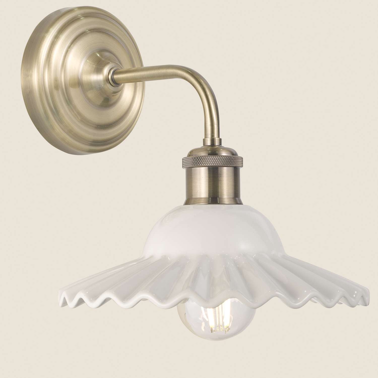 Laura Ashley Beca Ceramic & Metal Wall Light - Antique Brass - Available at M&S