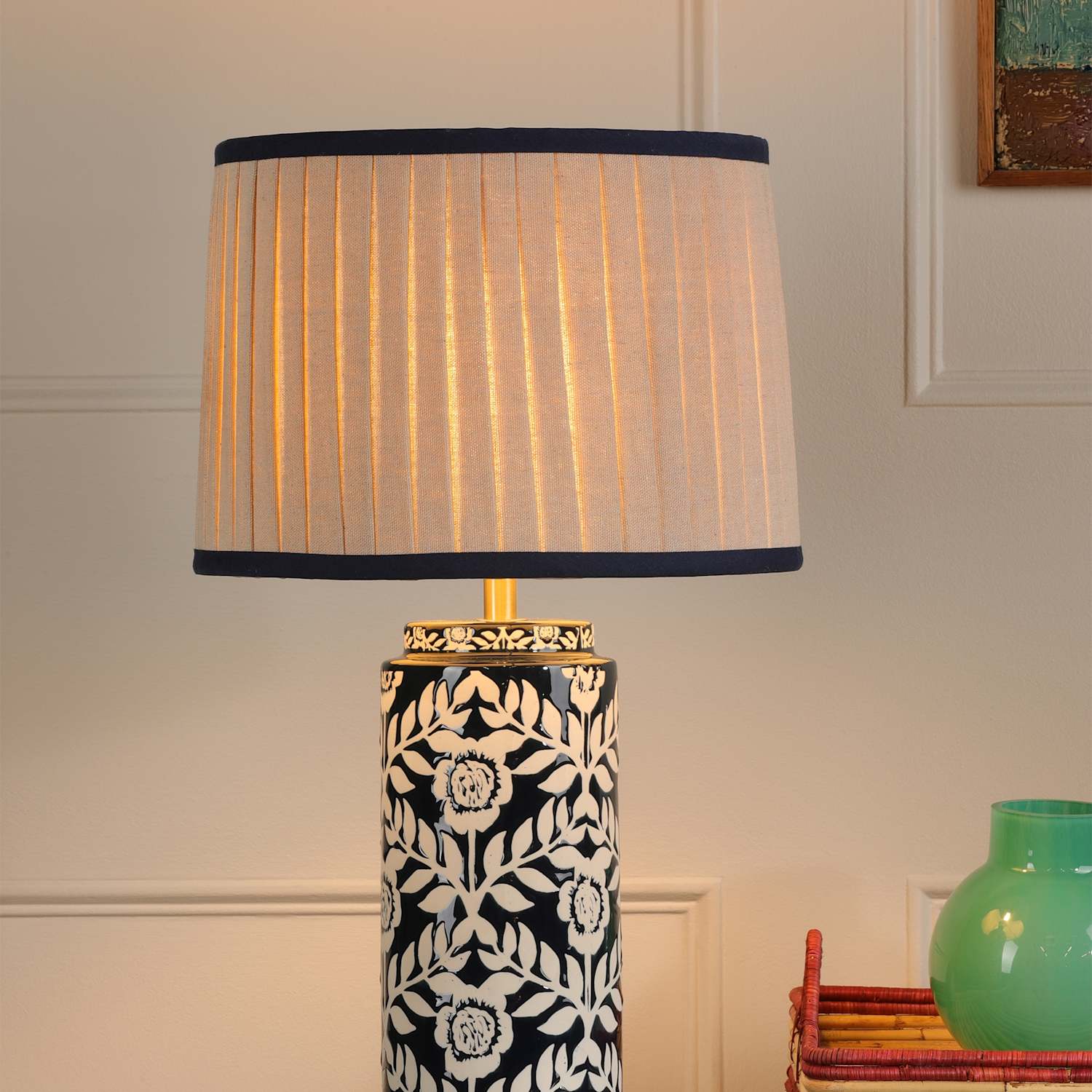 Joules Home Lighting Highclere Table Lamp - Dark Navy Mix - Available at M&S