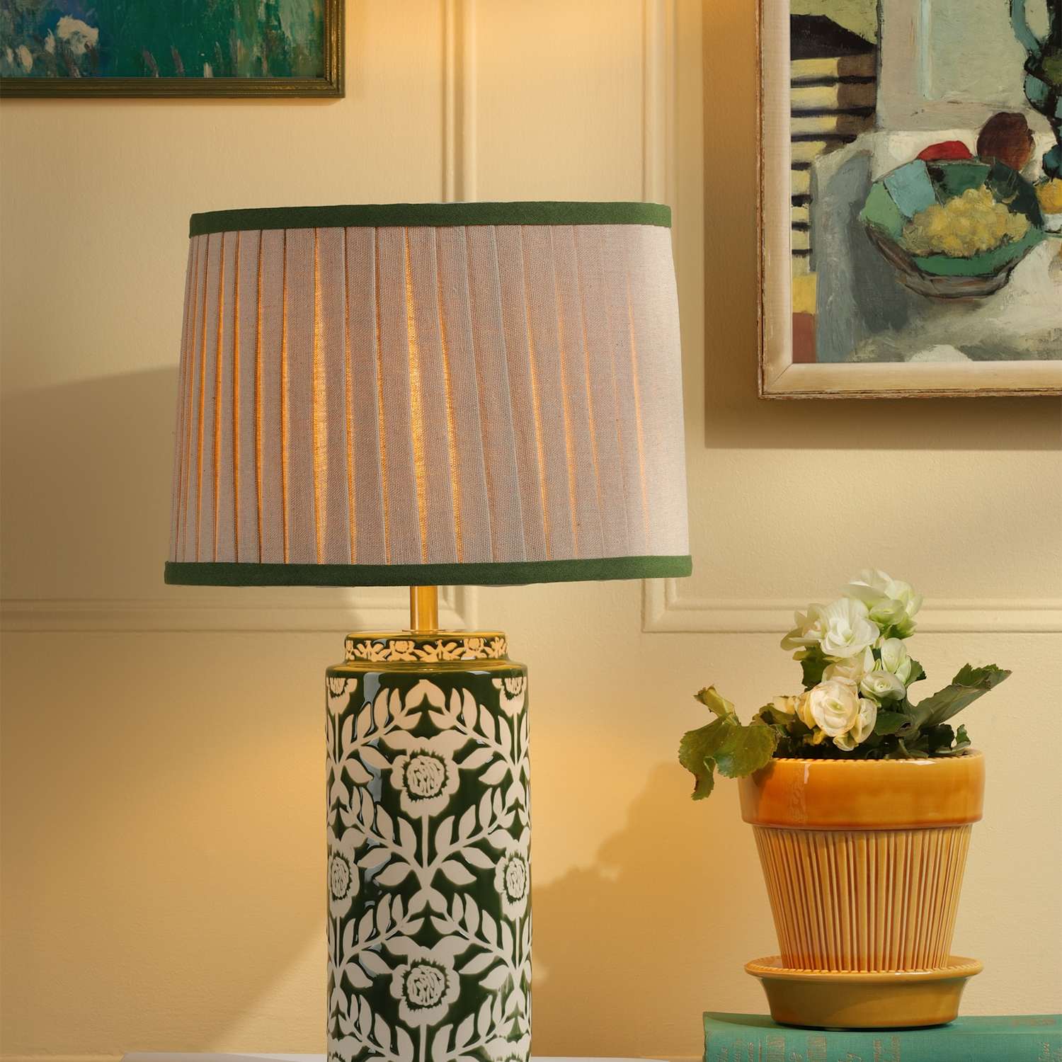 Joules Home Lighting Highclere Table Lamp - Dark Green Mix - Available at M&S