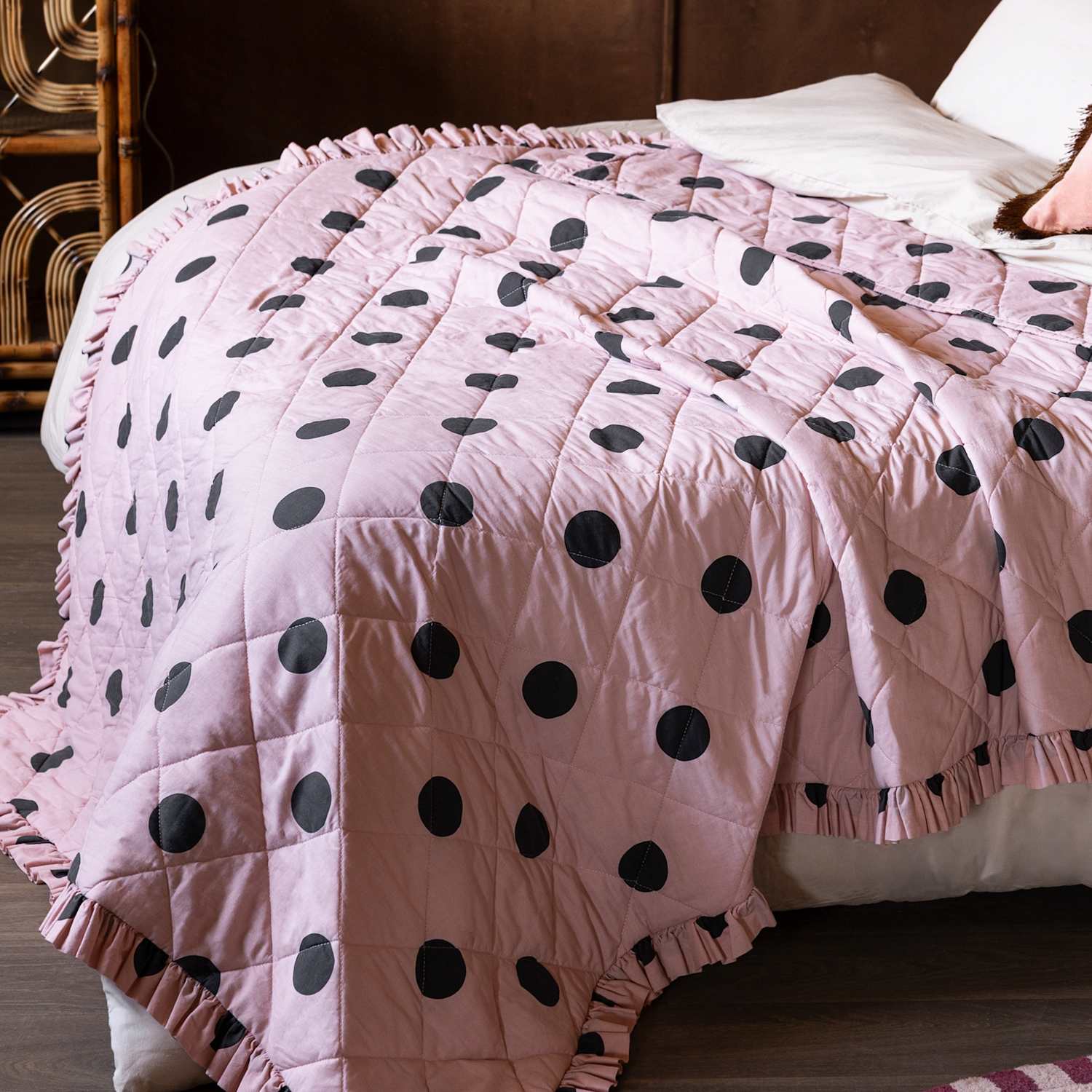 Rockett St George Pure Cotton Dot Noir Bedding Set - Medium - Single - Pink Mix - Available at M&S