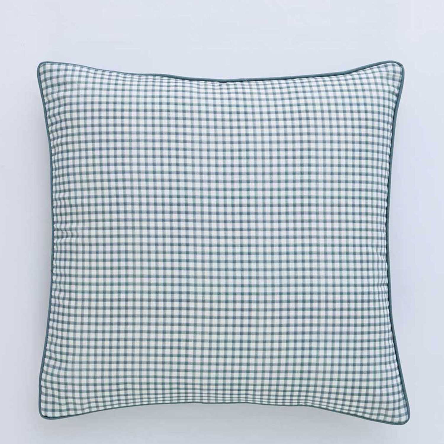 Mm Linen Linen Mix Gingham Cushion - Blue Mix - Available at M&S