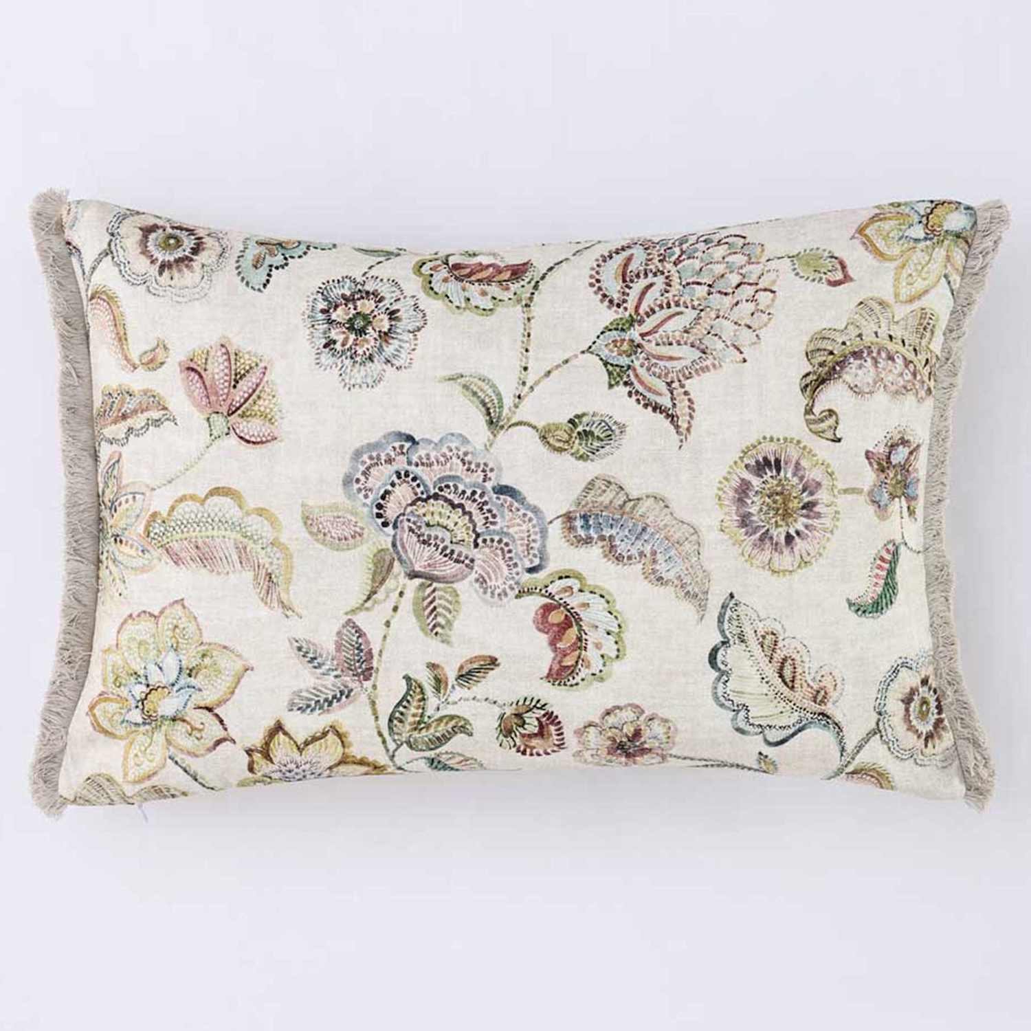 Mm Linen Linen Mix Malfi Floral Cushion - Multi - Available at M&S