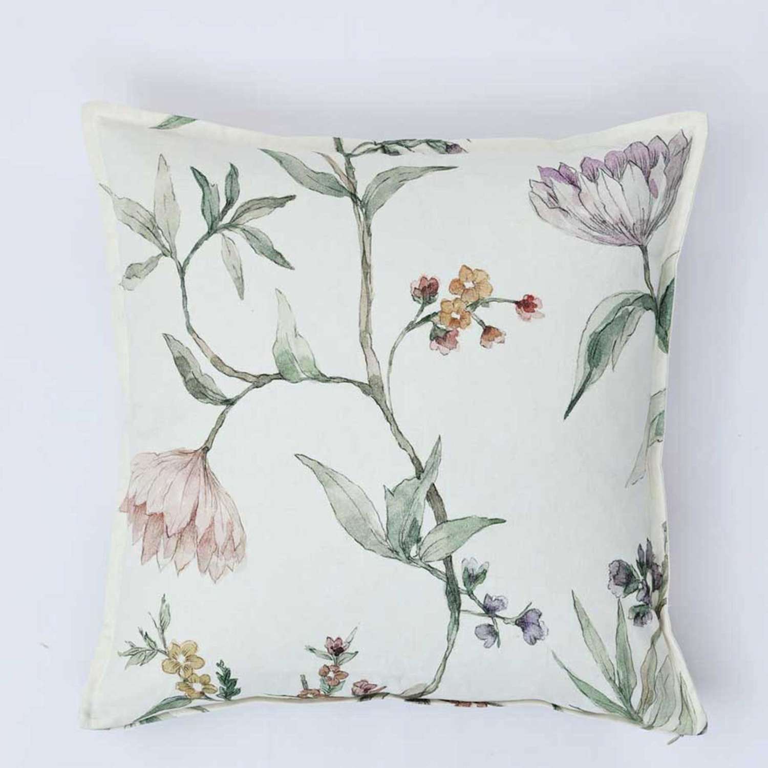 Mm Linen Linen Blend Floral Piped 50x50cm Cushion - Cream Mix - Available at M&S
