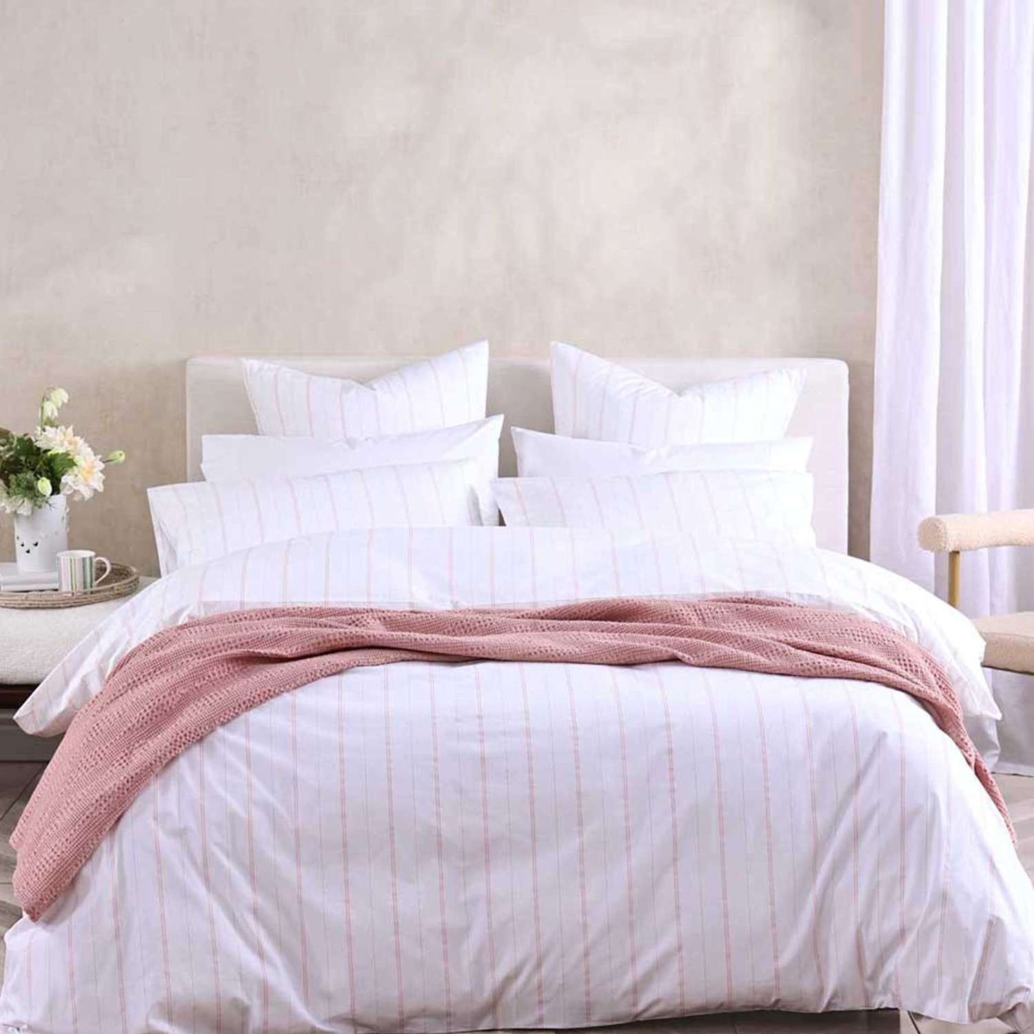 Mm Linen Pure Cotton Cape Pink Bedding Set - King Size (5 ft) - Available at M&S