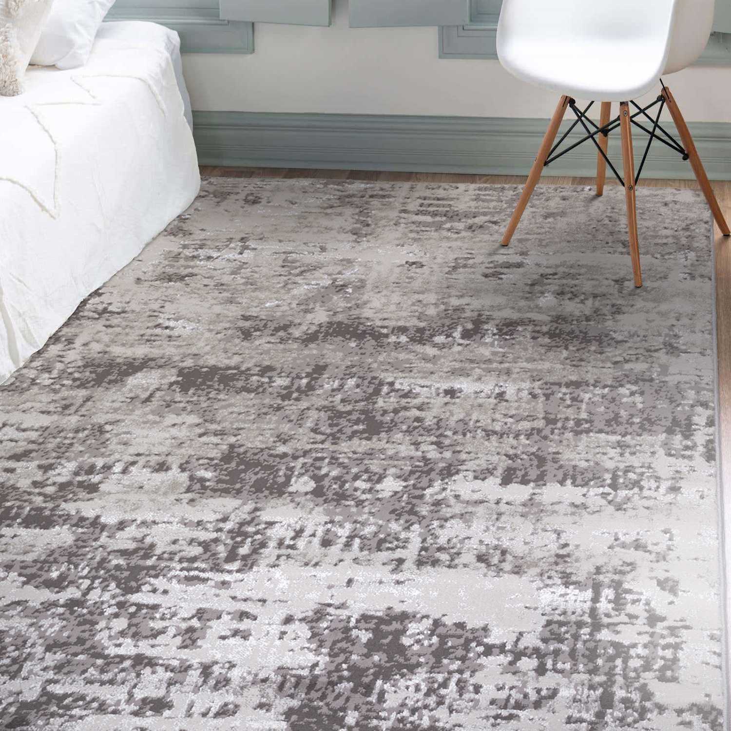 Asiatic Mist Luxe Abstract Rug - Medium - Silver Mix - Available at M&S