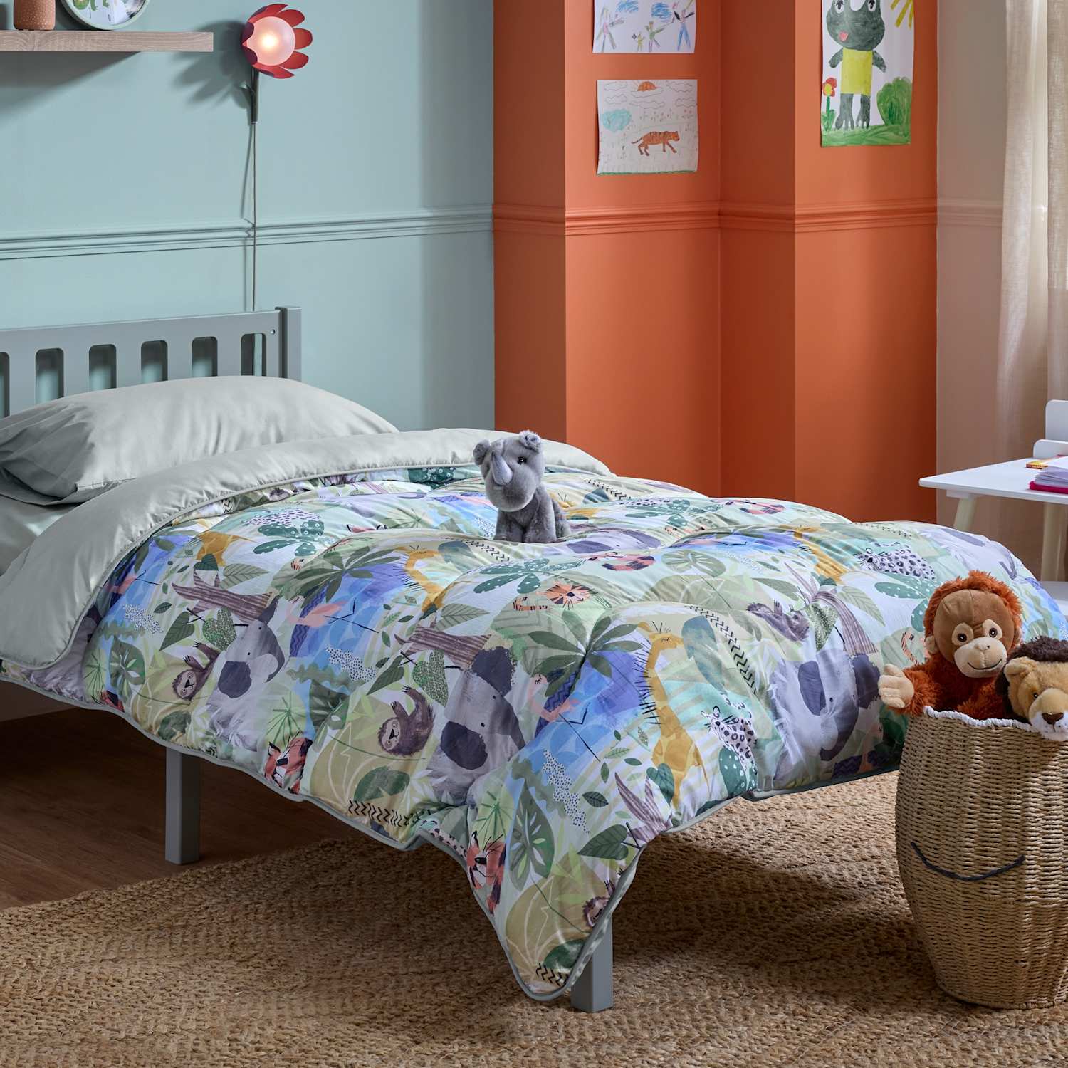 Nightlark 4.5 Tog Animal Print Coverless Duvet Set - Double (4 ft 6) - Green Mix - Available at M&S
