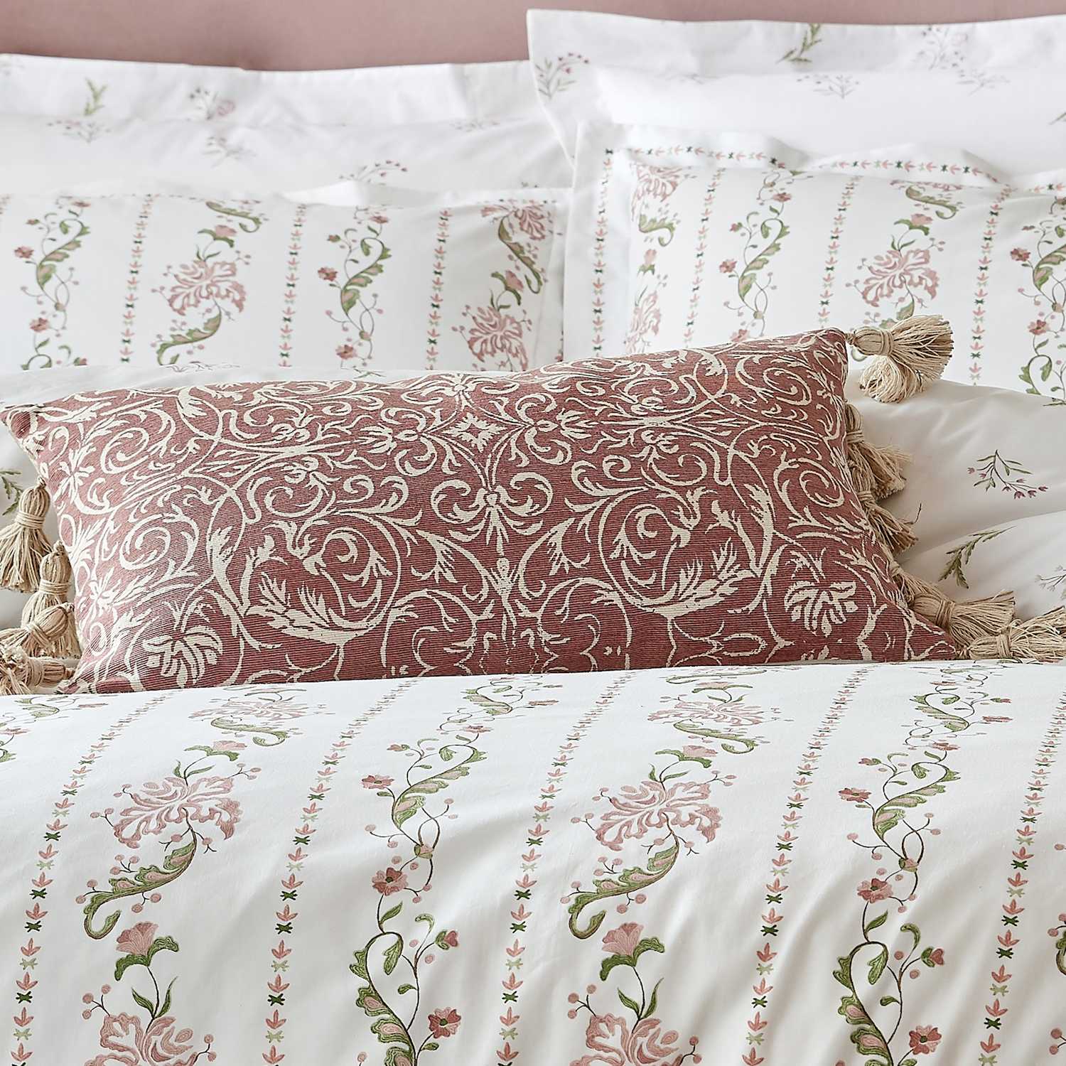 Historic Royal Palaces Pure Cotton Kensington Cushion - Pink Mix - Available at M&S