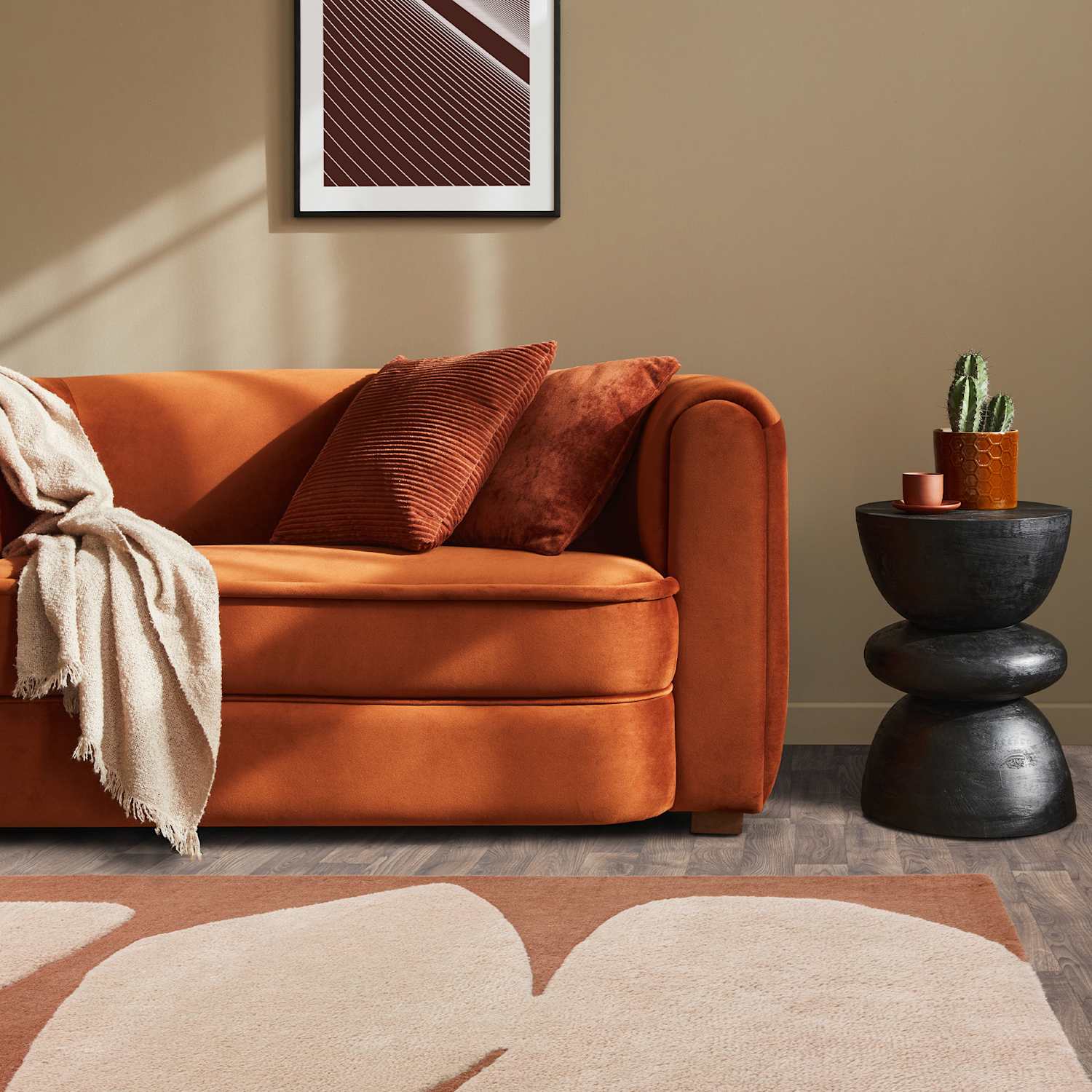 Asiatic Canvas Collage Pure Wool Rug - Large - Orange - Available at M&S