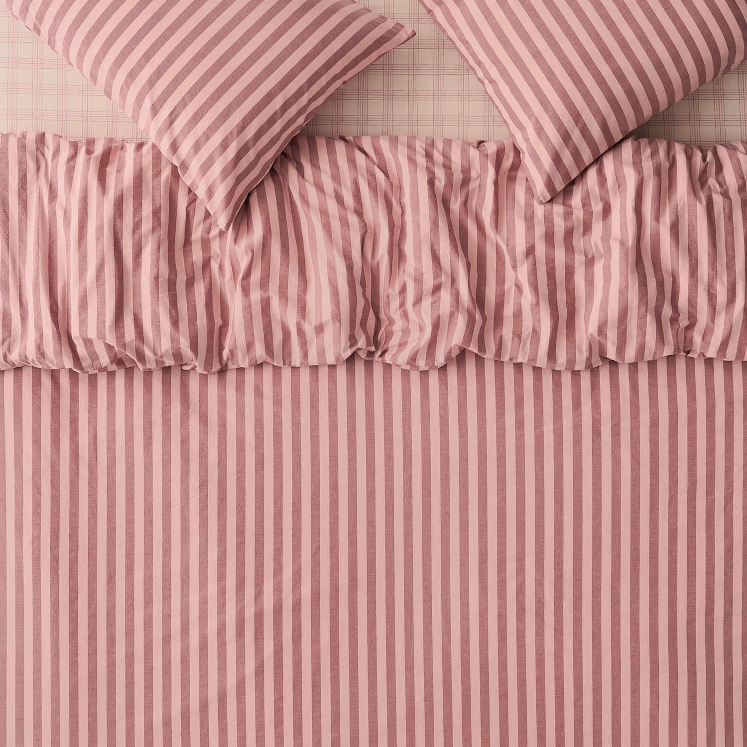 Piglet In Bed Pure Cotton Pembroke Stripe Bedding Set - Double (4 ft 6) - Light Pink - Available at M&S