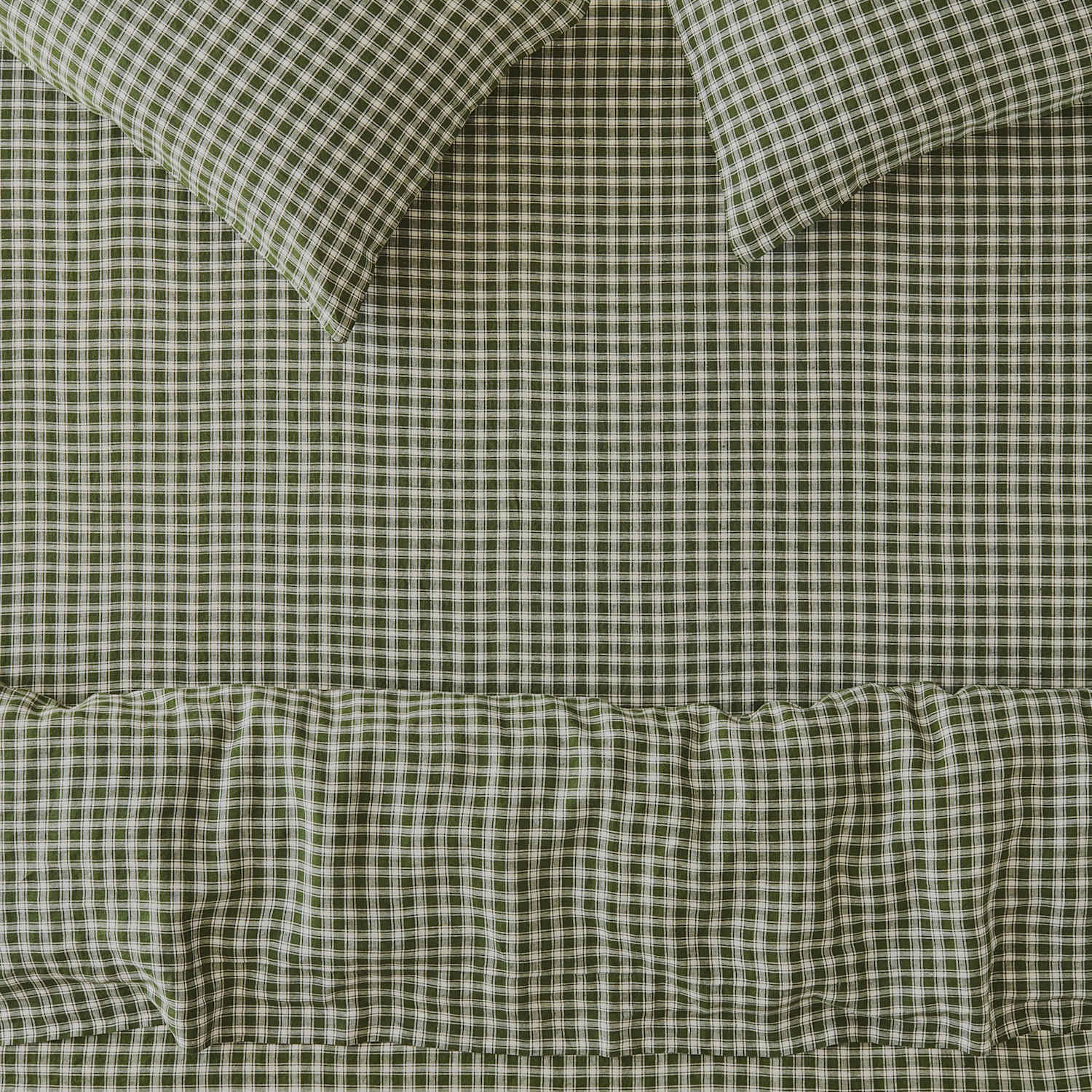 Piglet In Bed Pure Linen Patterned Fitted Sheet - King Size (5 ft) - Dark Green - Available at M&S