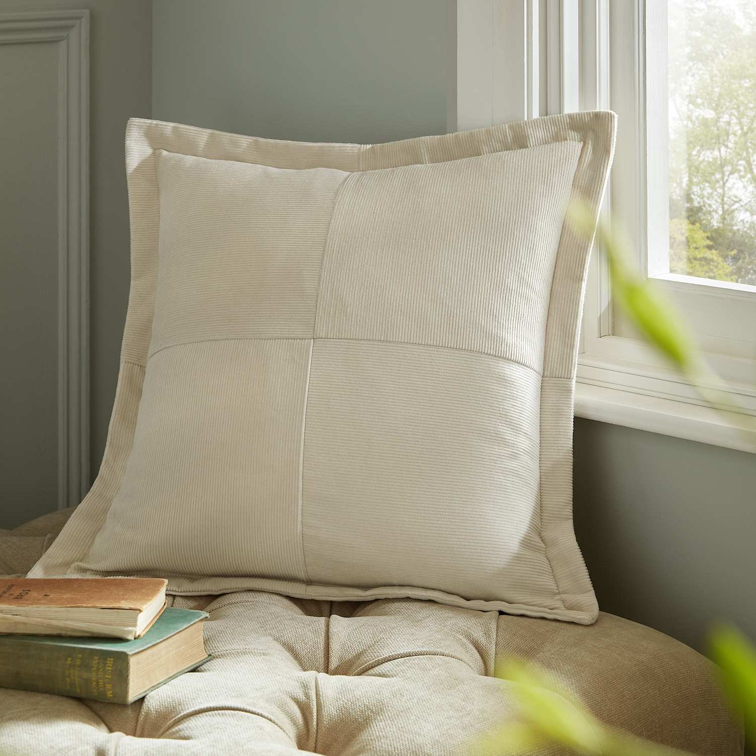 Laura Ashley Dalham Corded Oxford Edge Cushion - Natural - Available at M&S