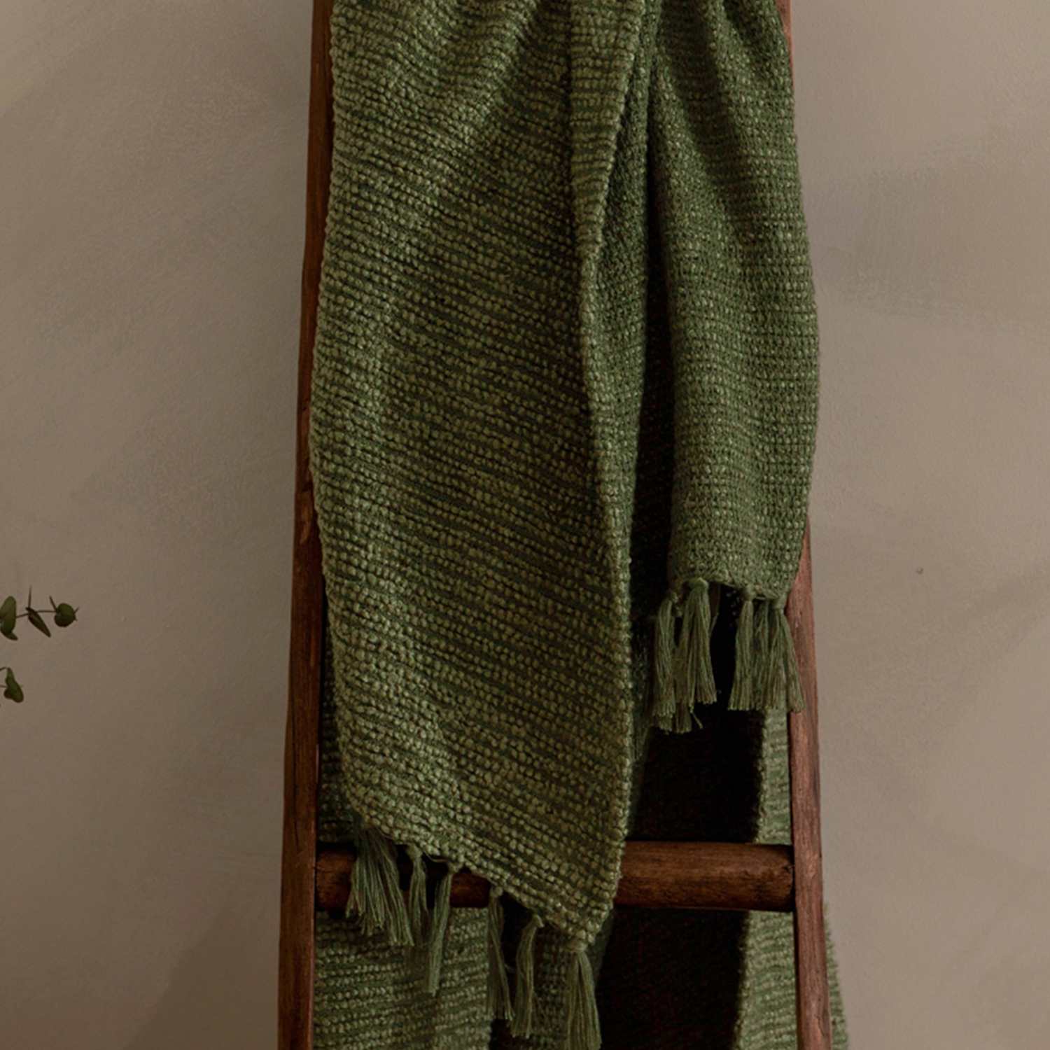 Yard Boucle Fringed Throw - Medium - Khaki - Available at M&S
