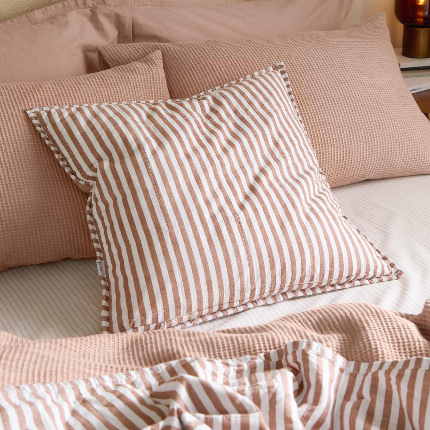 Yard Hebden Striped Cotton Cushion - Pink Mix - Available at M&S