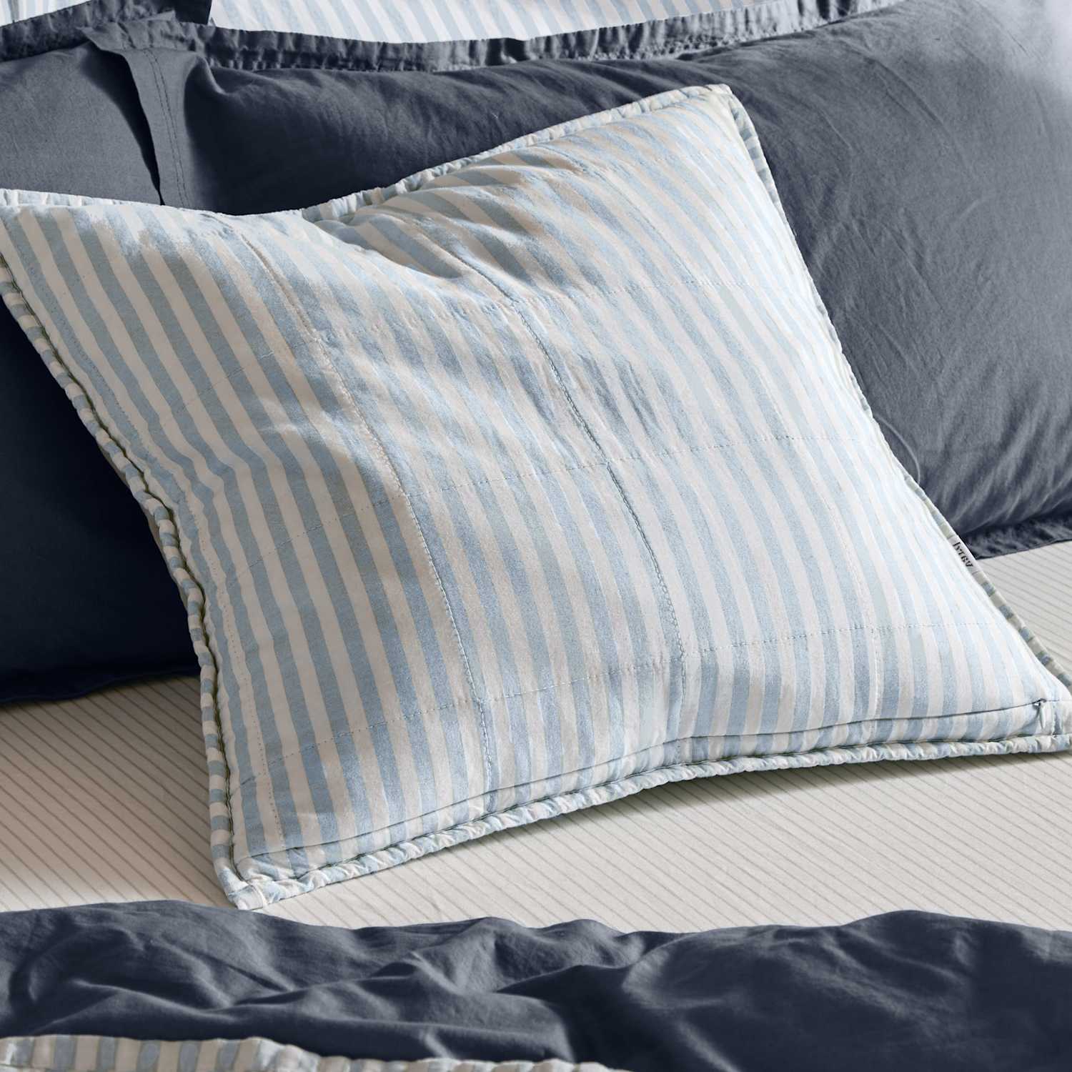 Yard Hebden Striped Cotton Cushion - Blue Mix - Available at M&S