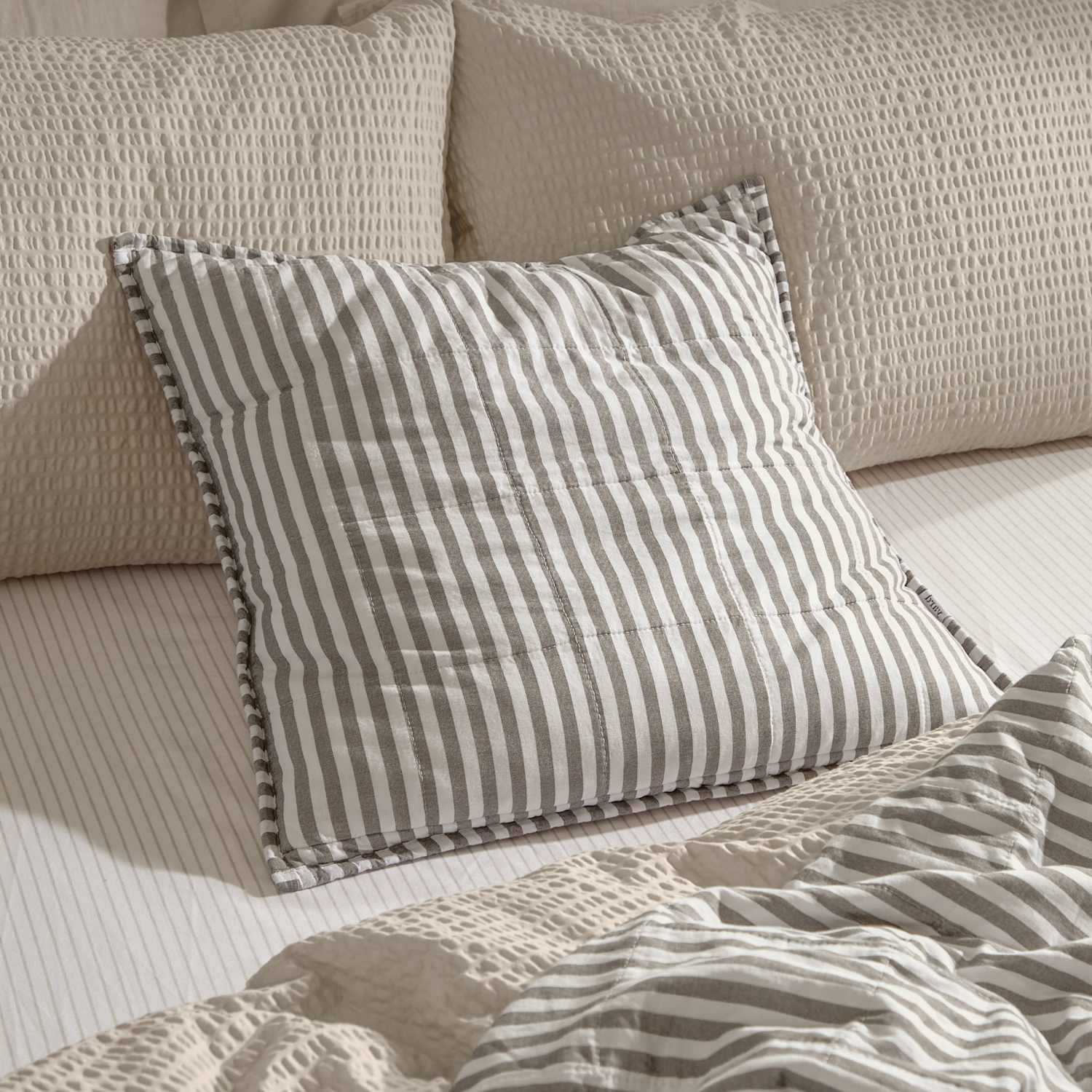 Yard Hebden Striped Cotton Cushion - Brown Mix - Available at M&S