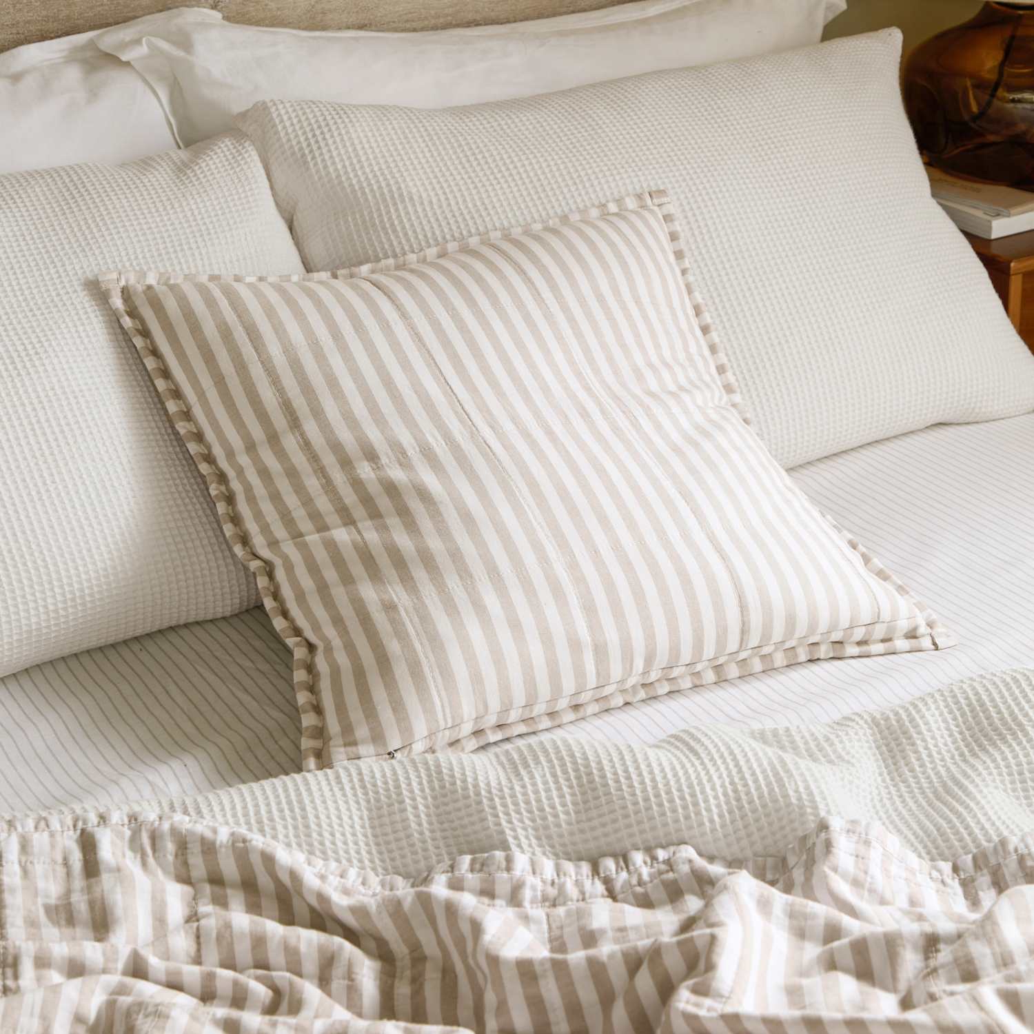 Yard Hebden Striped Cotton Cushion - Natural Mix - Available at M&S