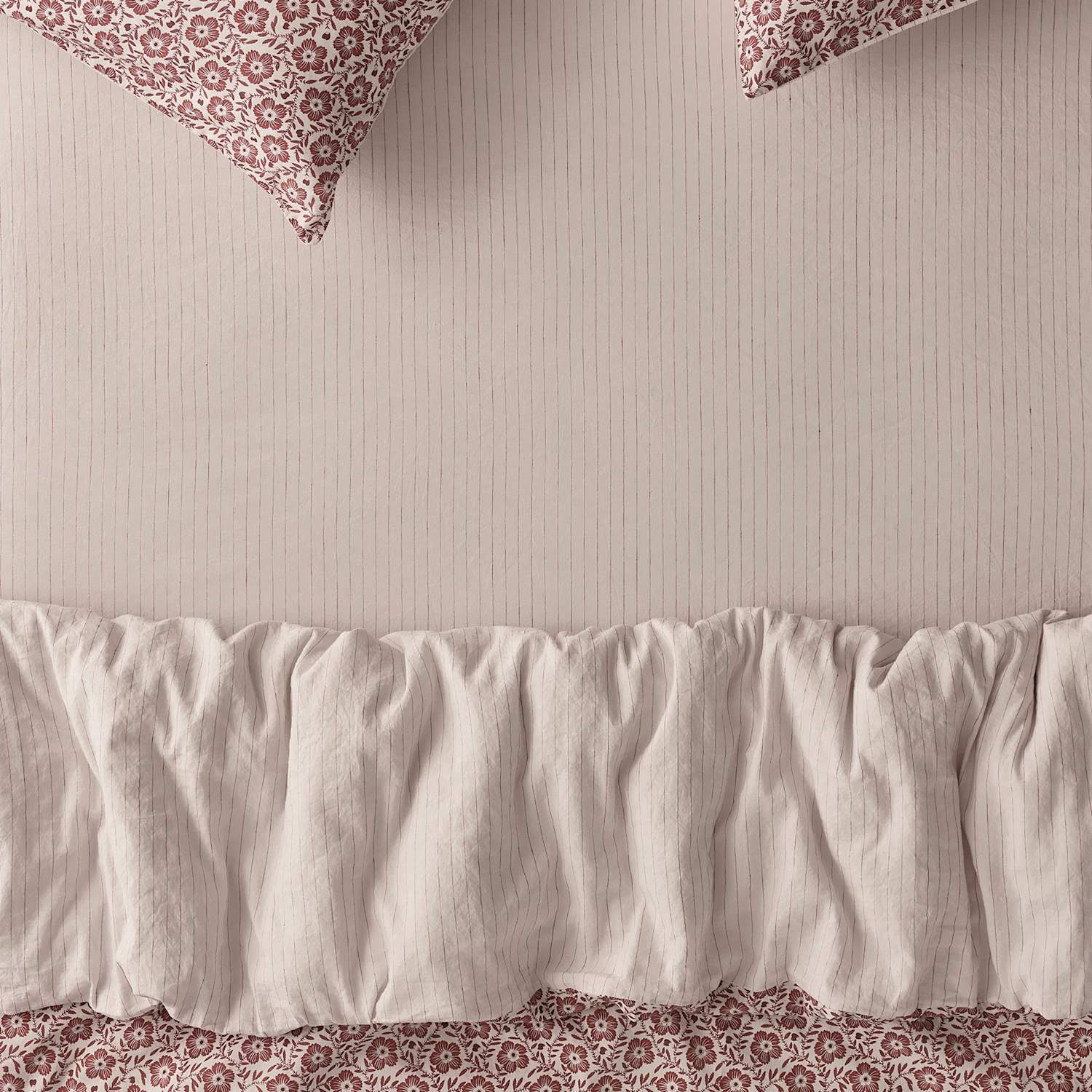 Piglet In Bed Linen Rich Folk Stripe Fitted Sheet - King Size (5 ft) - Red - Available at M&S