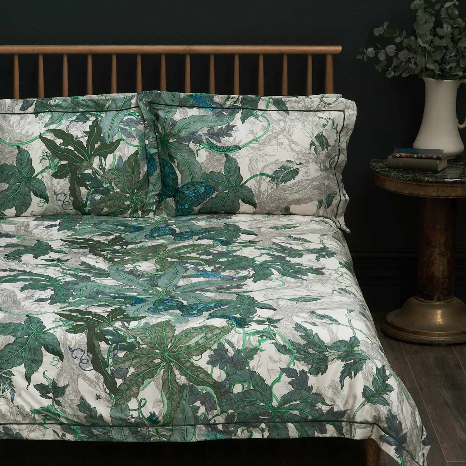 Timorous Beasties Pure Cotton Sateen Leaforia Bedding Set - Single (3 ft) - Green Mix - Available at M&S