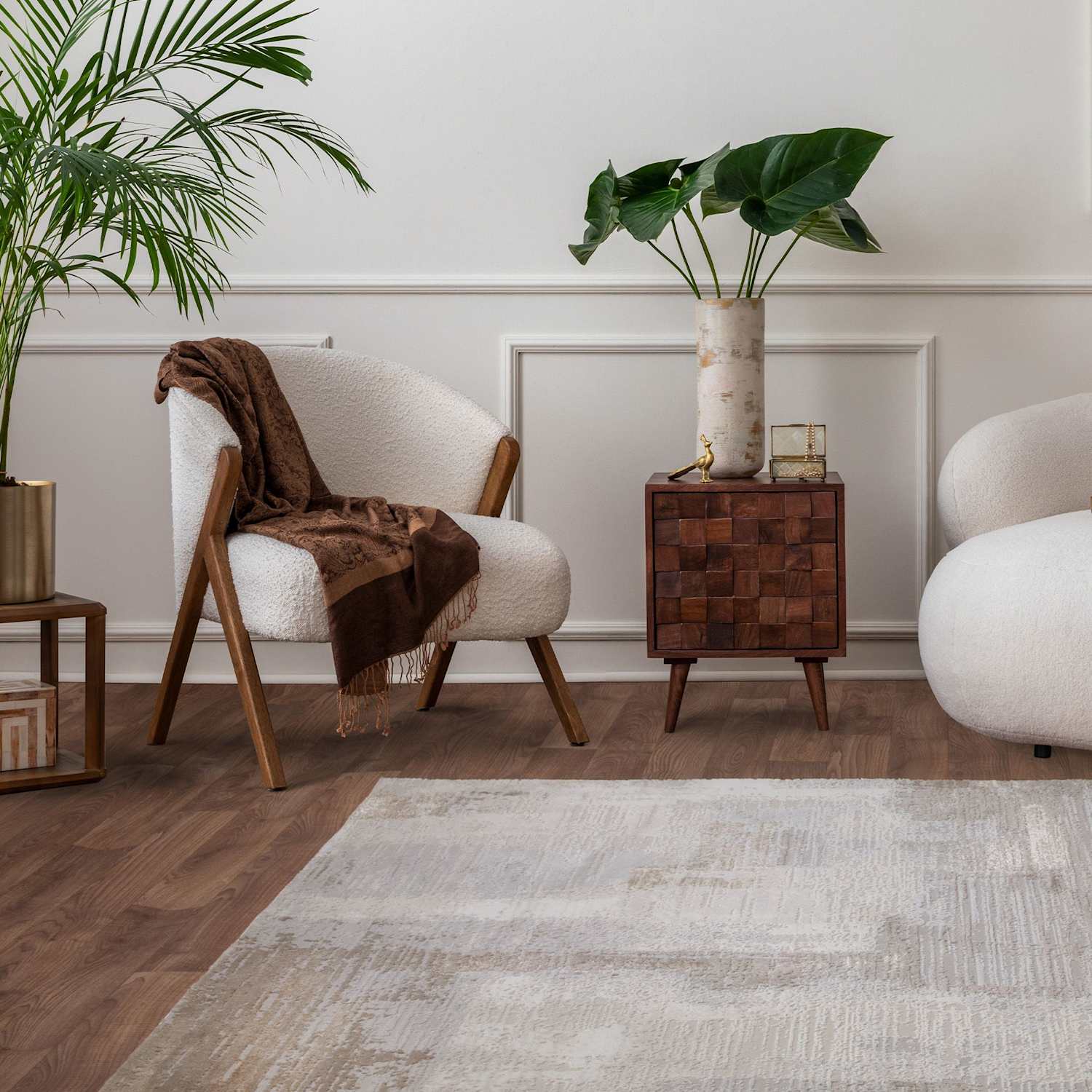 Asiatic Stellar ST07 Abstract Rug - Medium - Silver Mix - Available at M&S