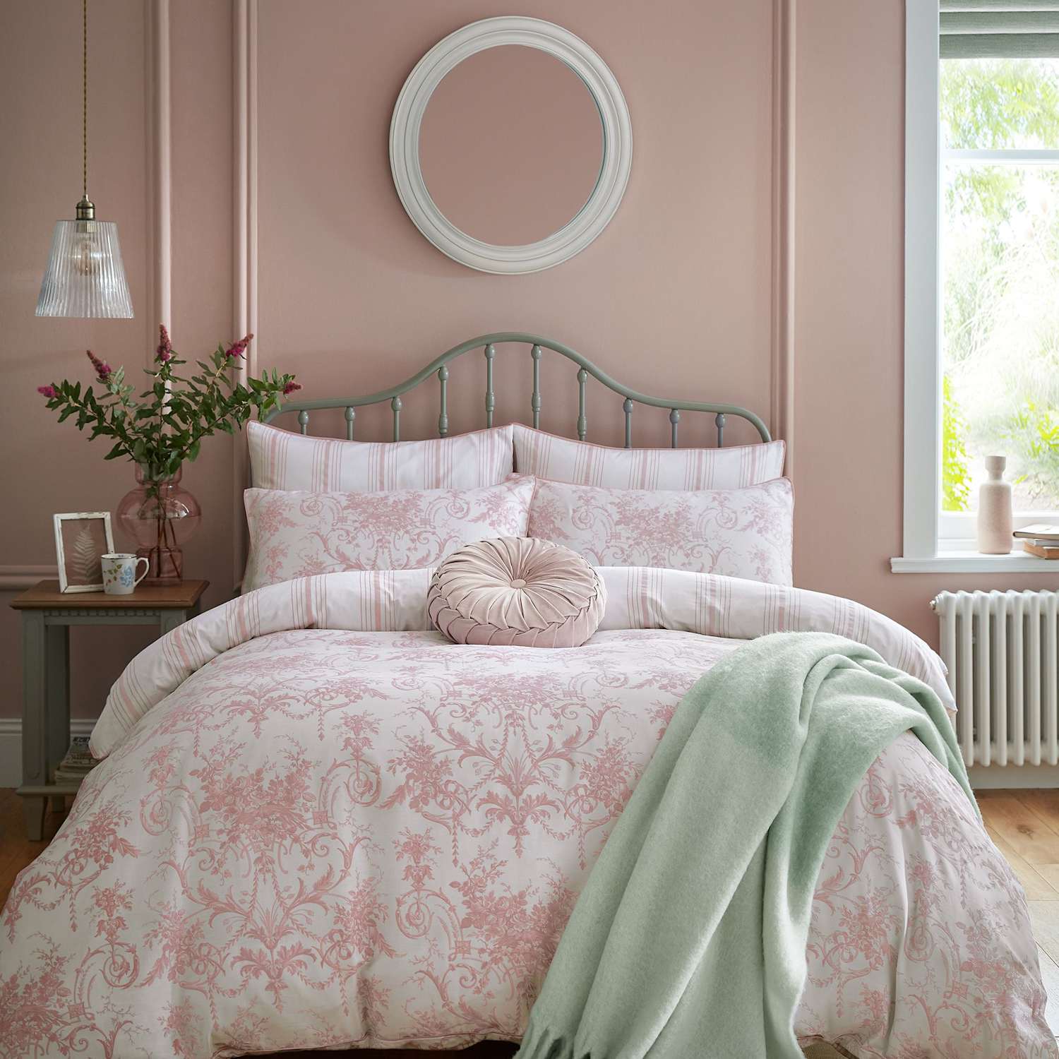Laura Ashley Tuileries Reversible Bedding Set - Single (3 ft) - Light Pink Mix - Available at M&S