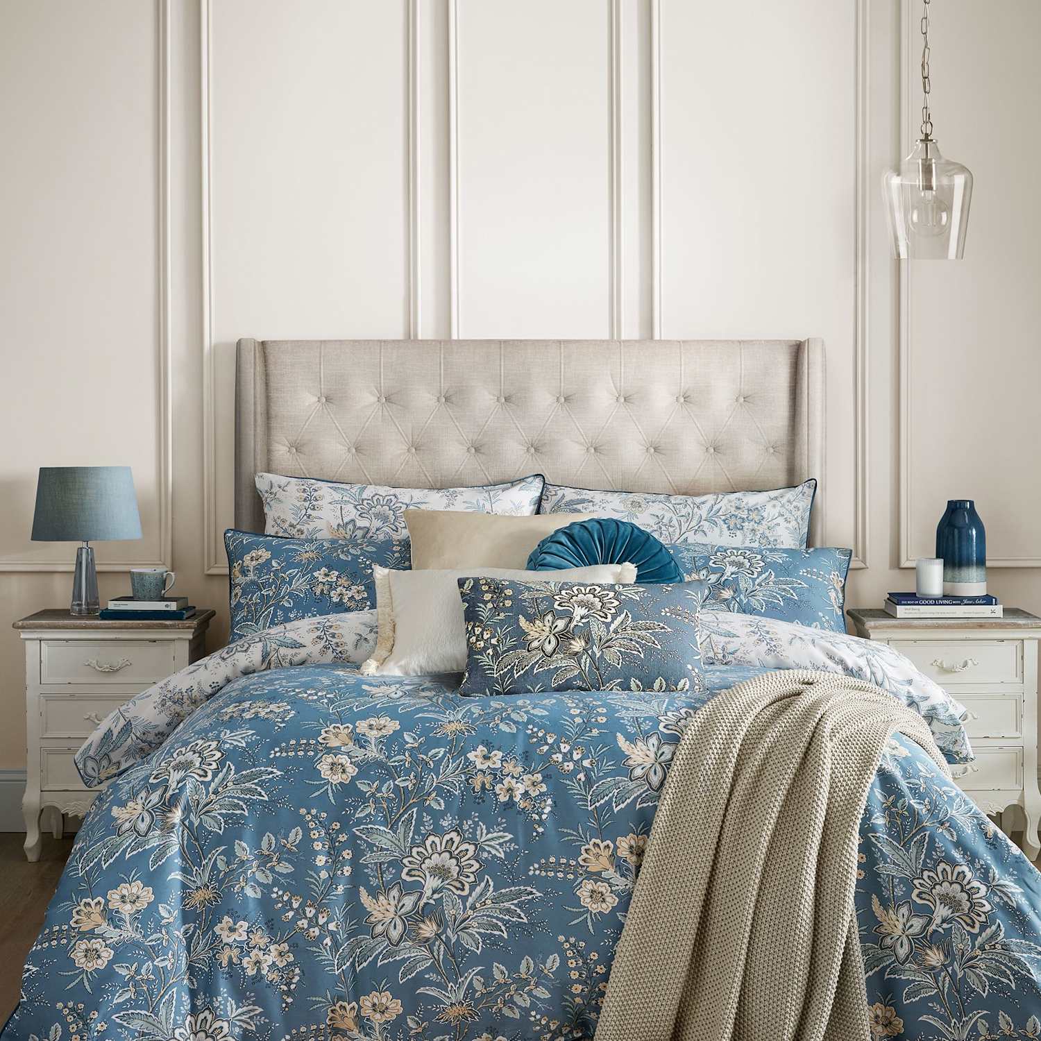 Laura Ashley Floral Marlbrook Reversible Bedding Set - Single (3 ft) - Blue Mix - Available at M&S