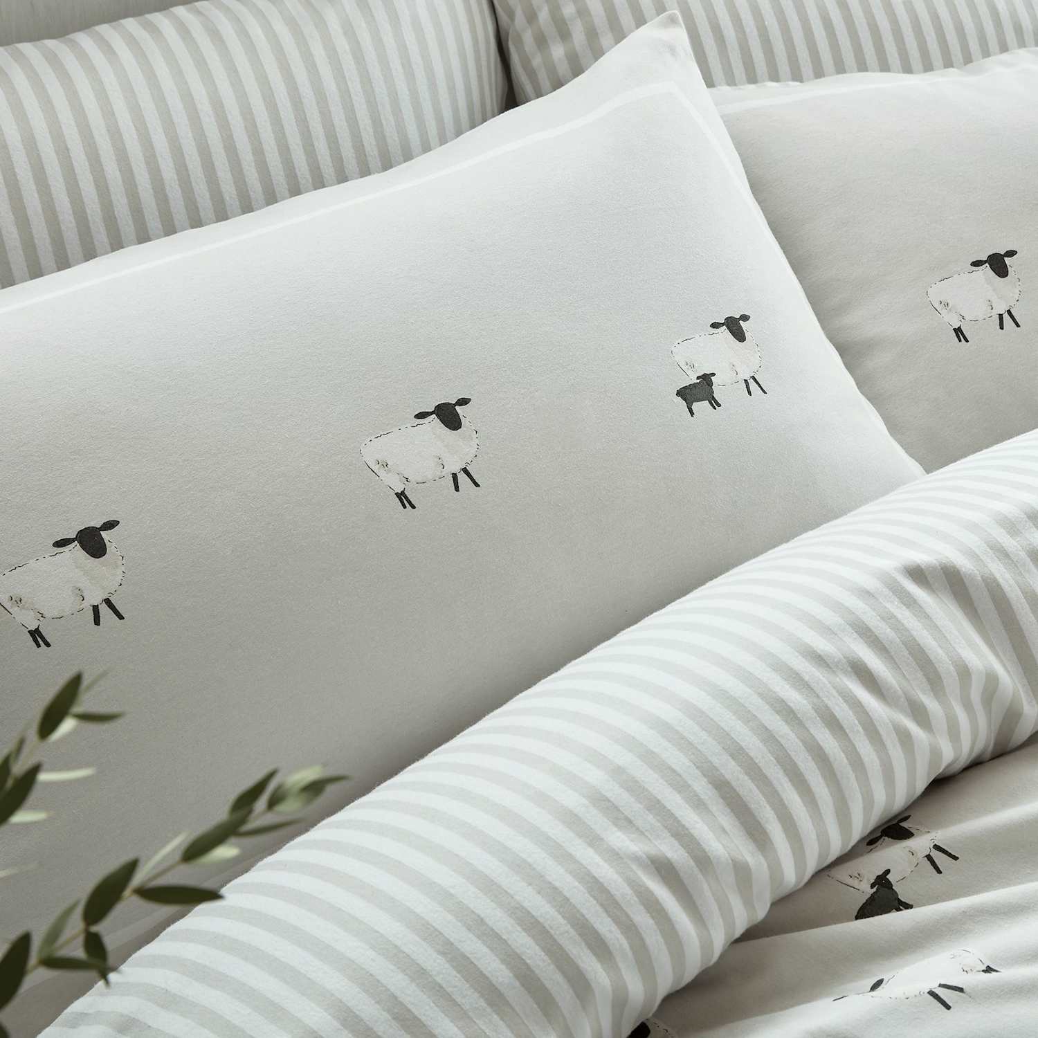 Sophie Allport 2 Pack Brushed Cotton Sheep Print Pillowcases - Grey Mix - Available at M&S