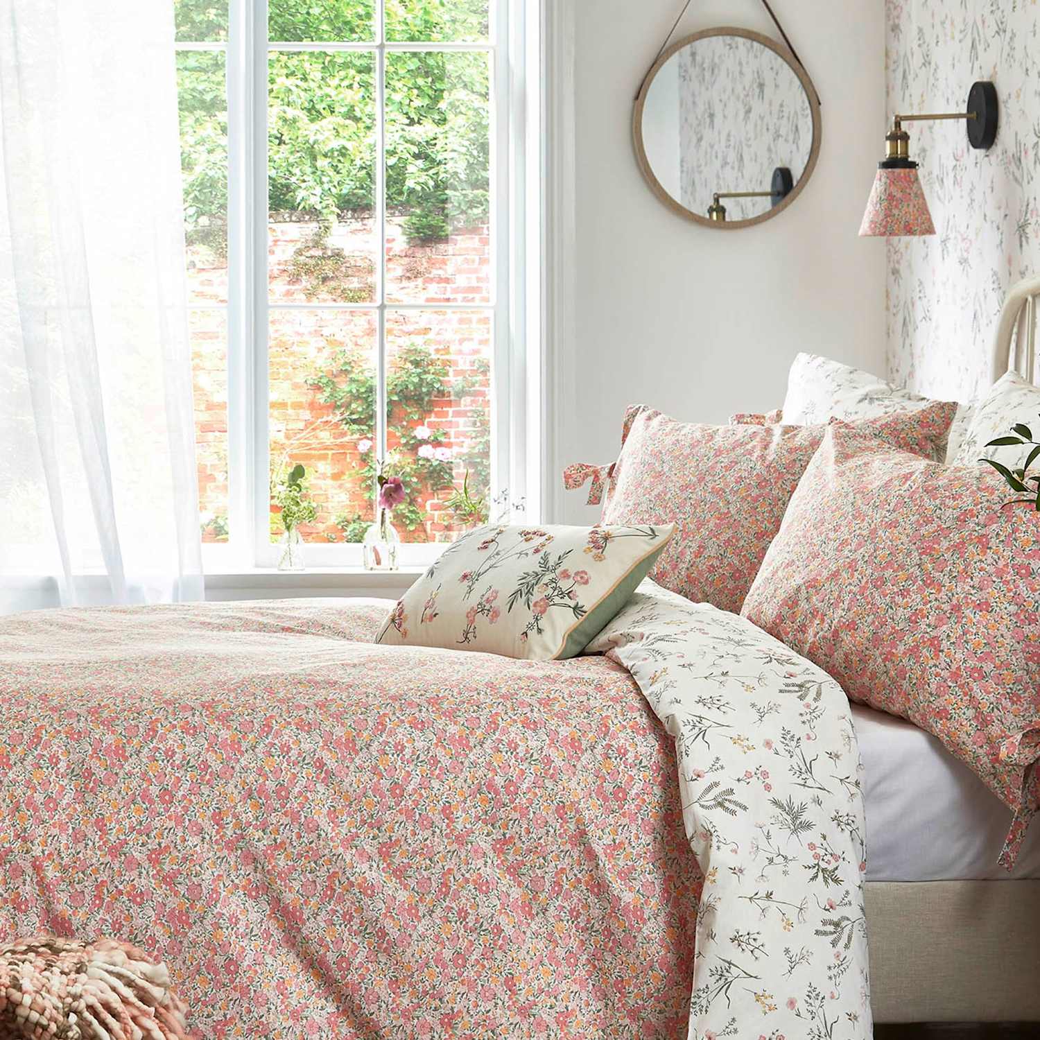 Laura Ashley Pure Cotton Loveston Floral Bedding Set - Single (3 ft) - Pink Mix - Available at M&S