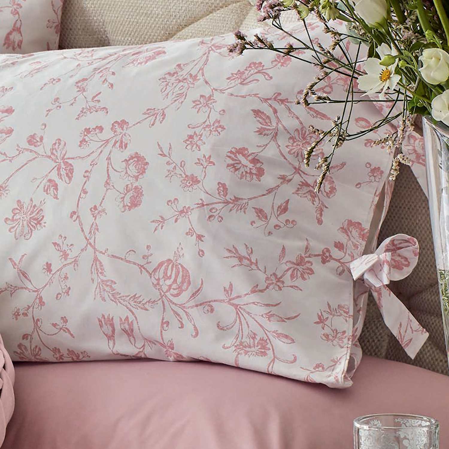 Laura Ashley 2 Pack Pure Cotton Aria Pillowcases - Blush - Available at M&S